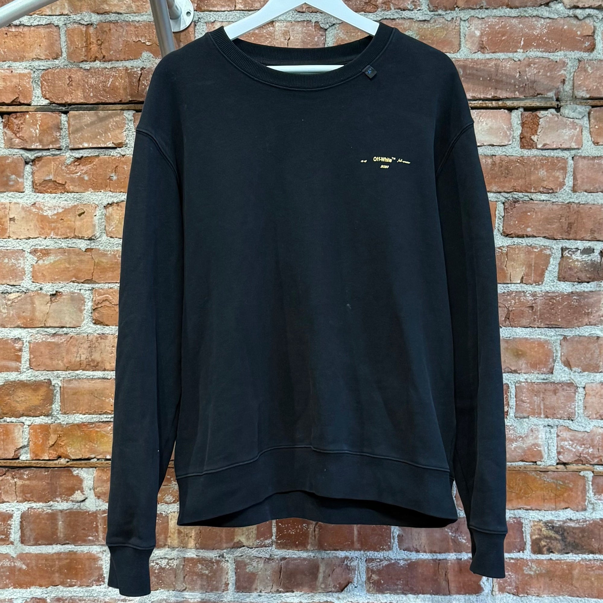 OFF-WHITE FW18-19 CONSTURCTION LOGO CREWNECK ‘BLACK’