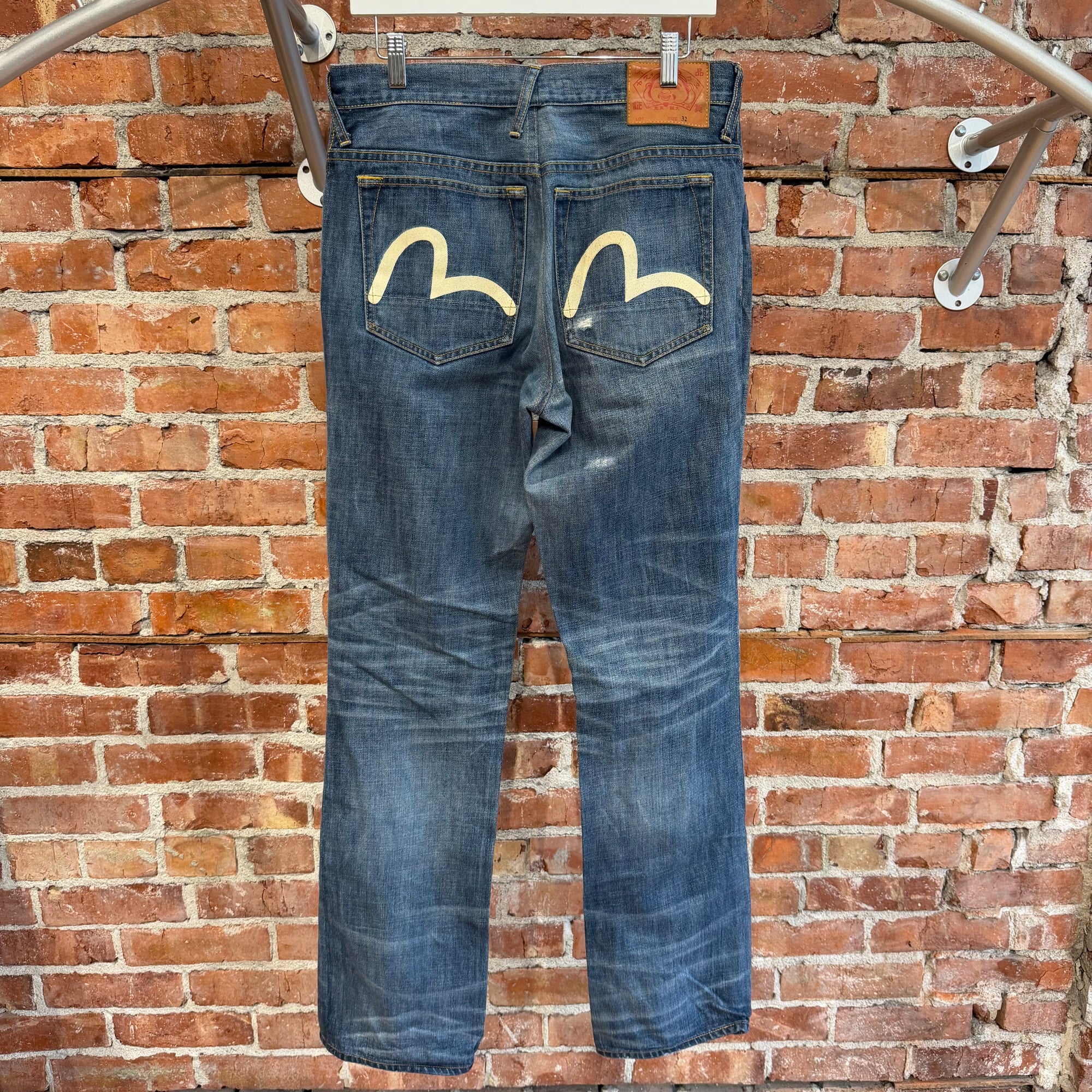 EVISU GENES THIN GULL SLIM STRAIGHT DENIM ‘FADED INDIGO/WHITE’