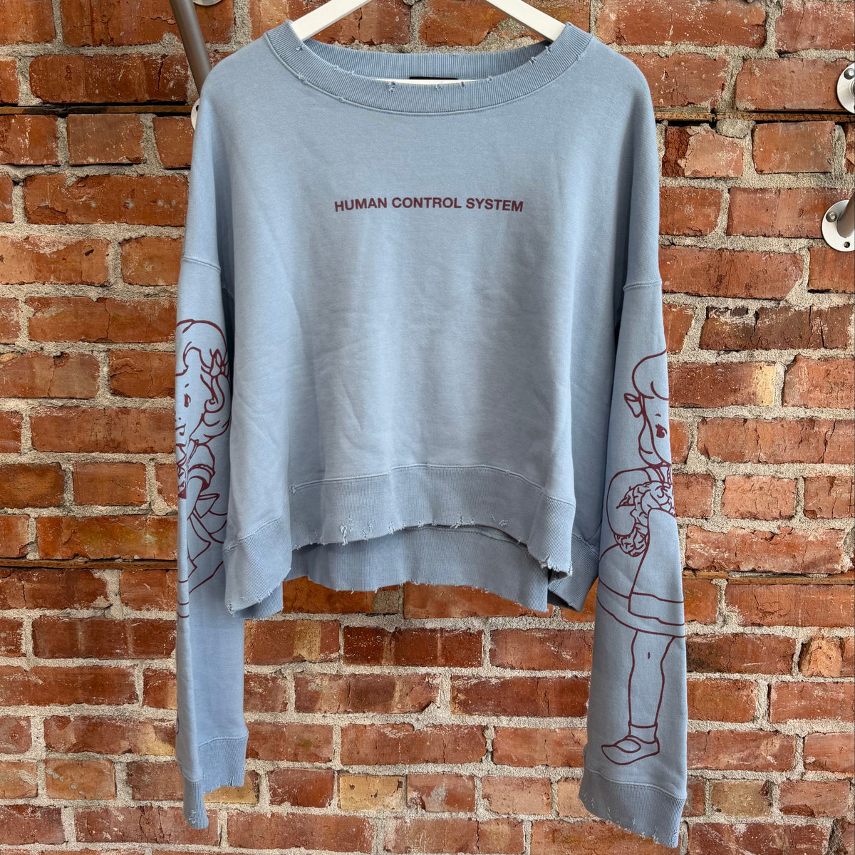 UNDERCOVER AW17 "BRAINWASHED GENERATION" H.C.S. CROPPED CREWNECK ‘BLUE’