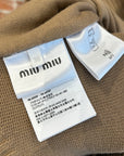 MIU MIU FW25 HIGH NECK SUEDE PANEL JACKET ‘BROWN’