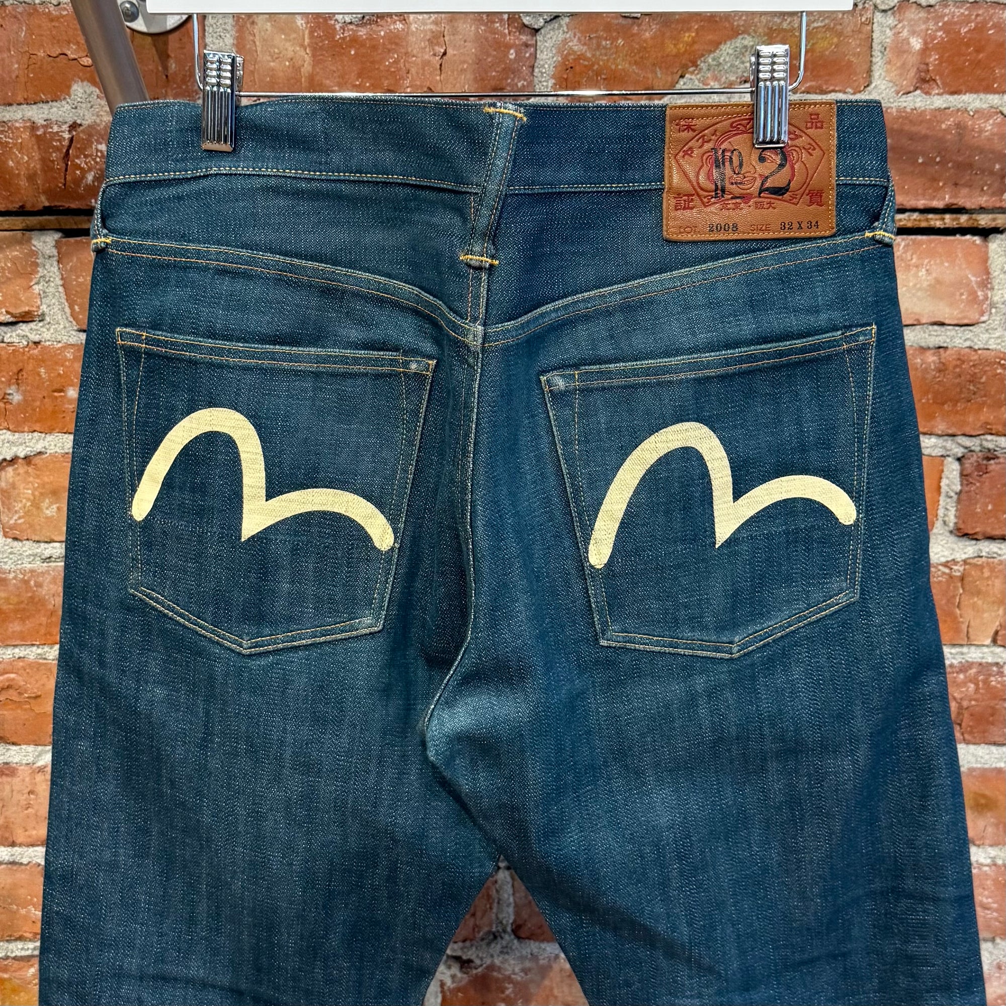 EVISU LOT 2008 THIN GULL STRAIGHT FIT DENIM ‘WASHED INDIGO/IVORY’