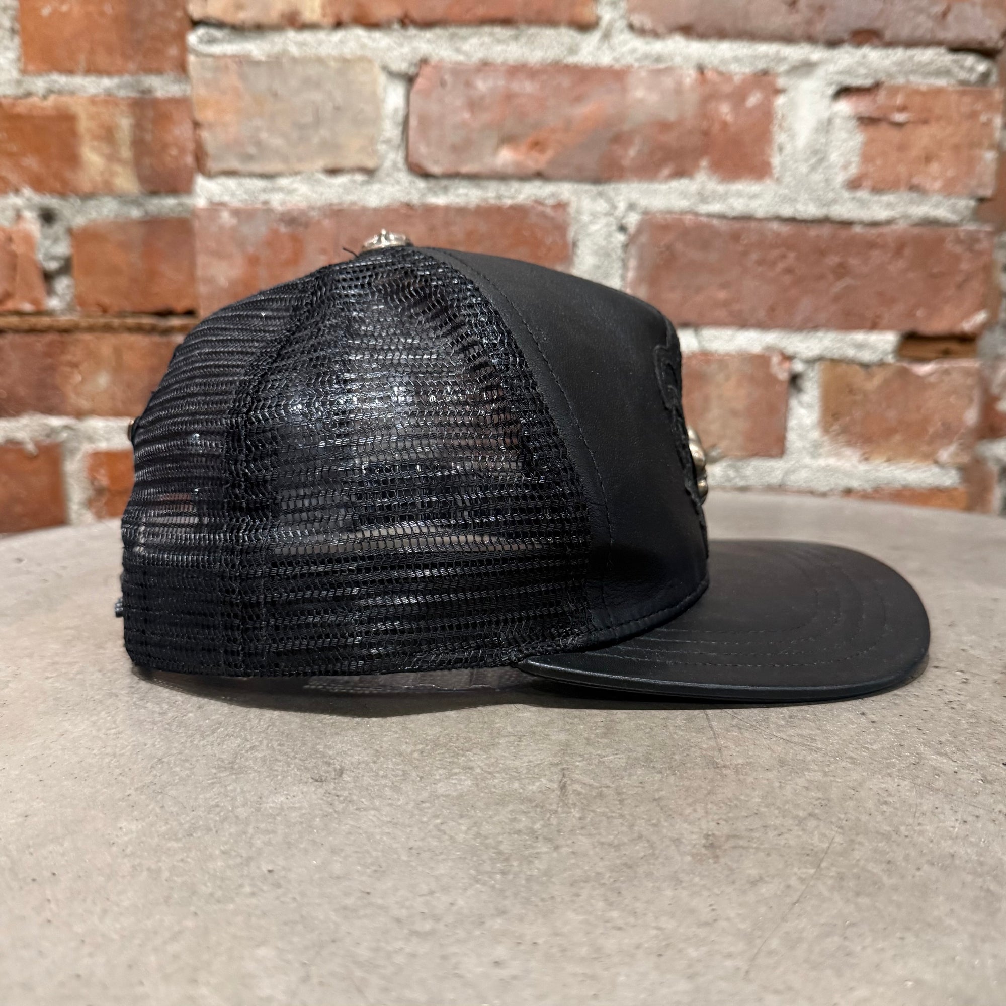 CHROME HEARTS FLEUR LEATHER HAT ‘BLACK’