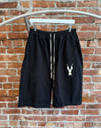 RICK OWENS DRKSHDW LOGO HEAVY COTTON DRAWSTRING POD SHORTS (XS) ‘BLACK’