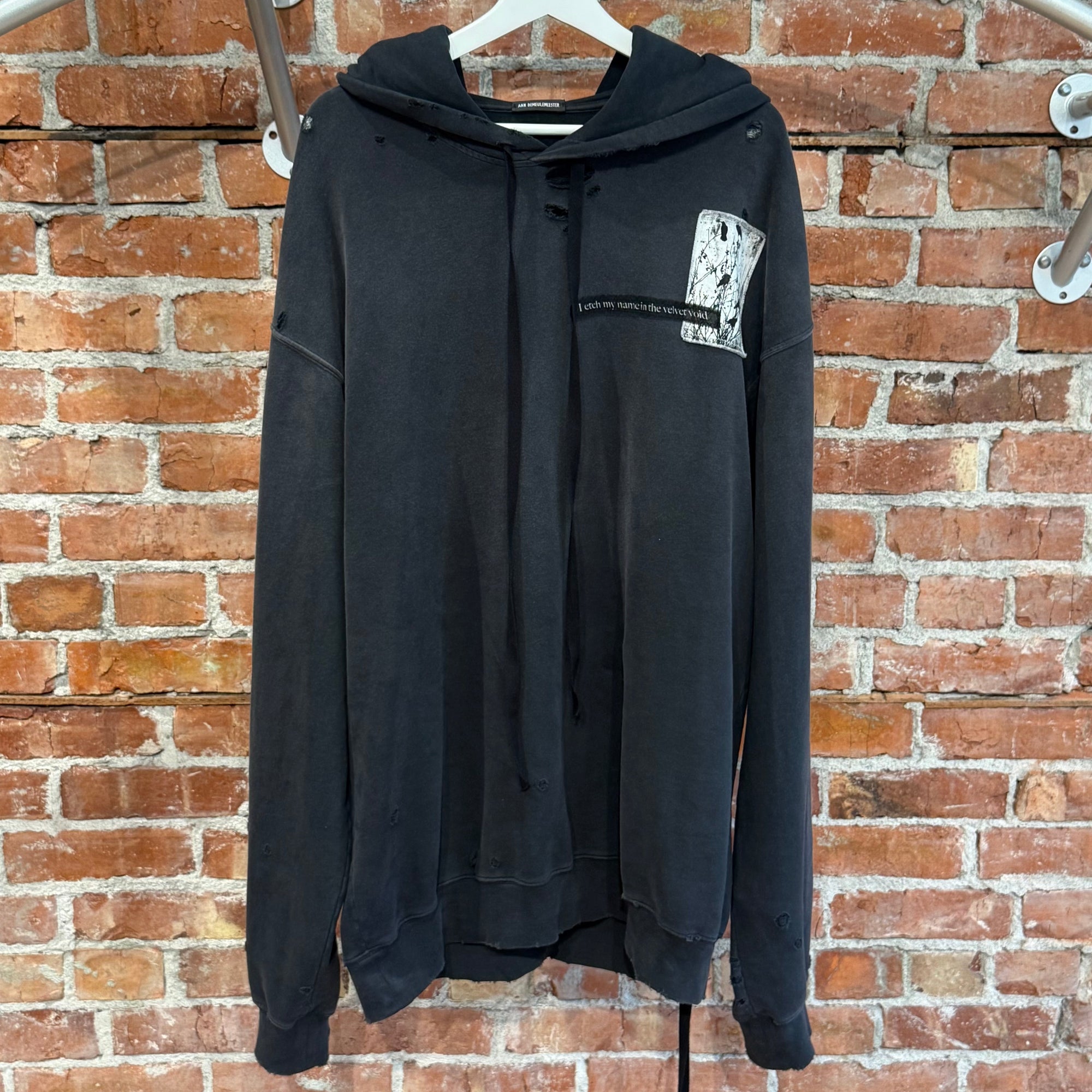 ANN DEMEULEMEESTER PATCHWORK VINTAGE HOODIE ‘VINTAGE BLACK’