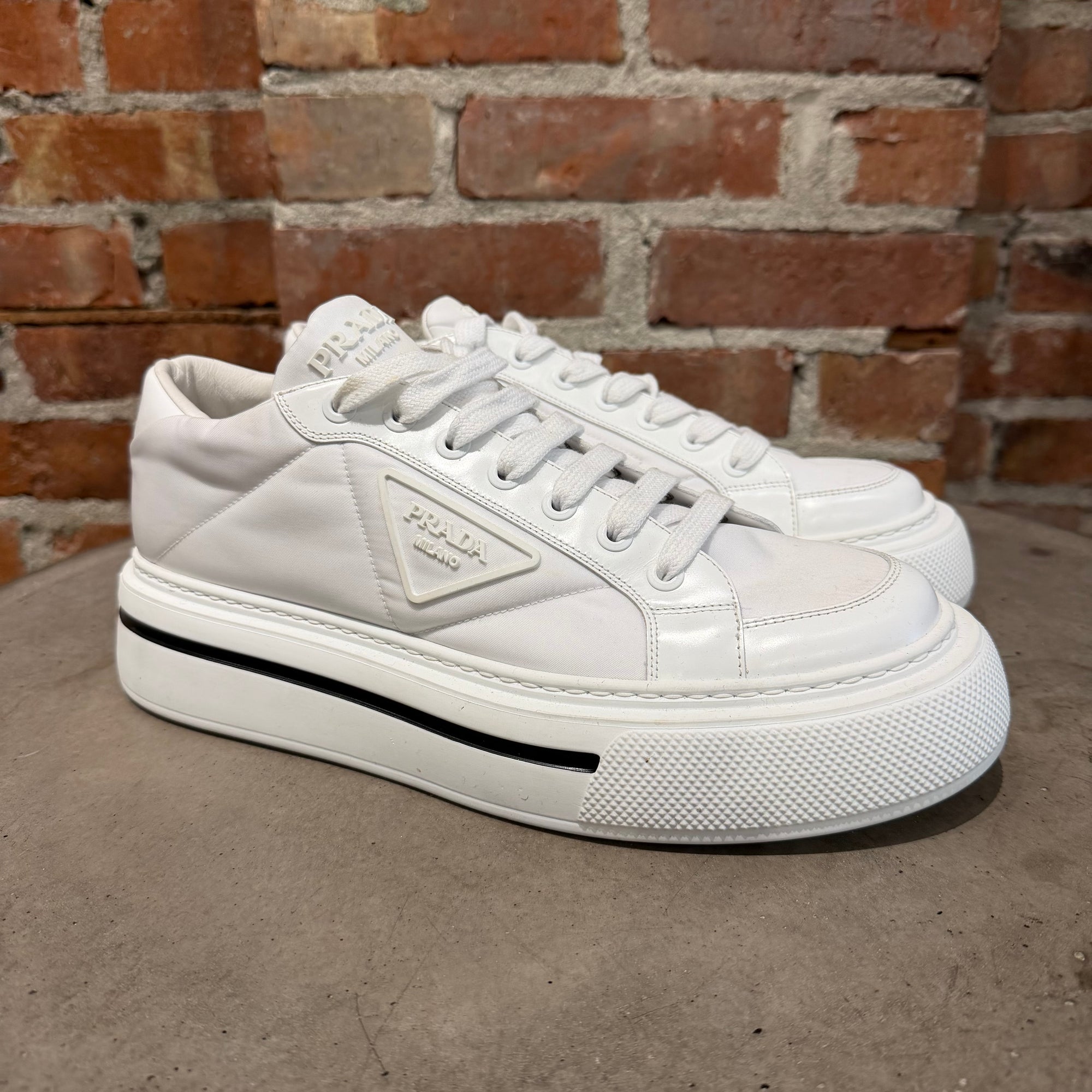 PRADA MACRO RE-NYLON SNEAKERS ‘WHITE’