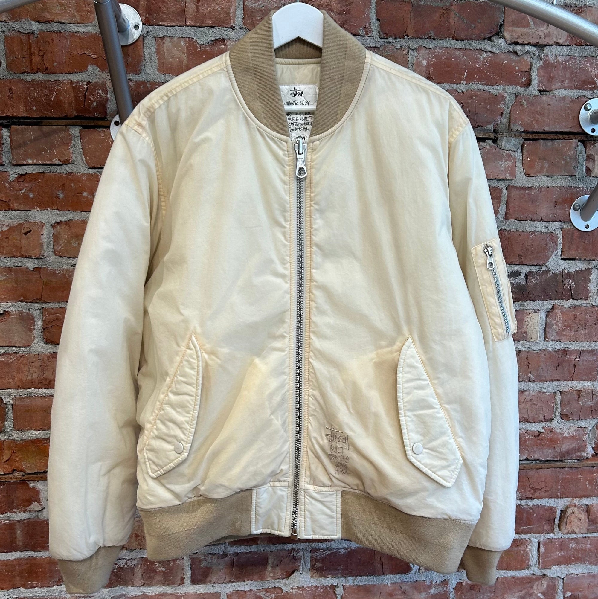 STUSSY REVERSIBLE MA-1 FLIGHT BOMBER JACKET ‘CREAM’