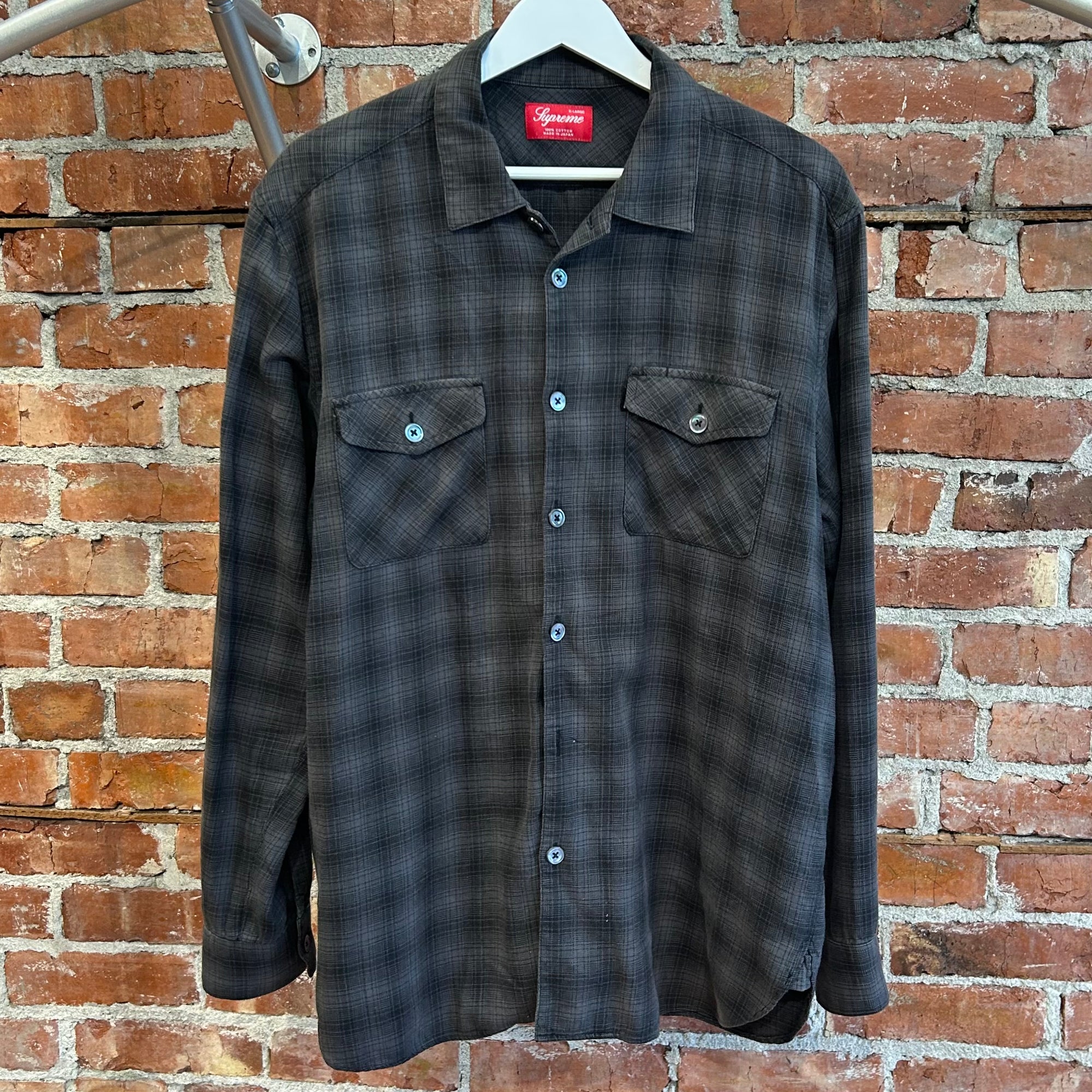 SUPREME FW22 SHADOW PLAID FLANNEL ‘BLACK’