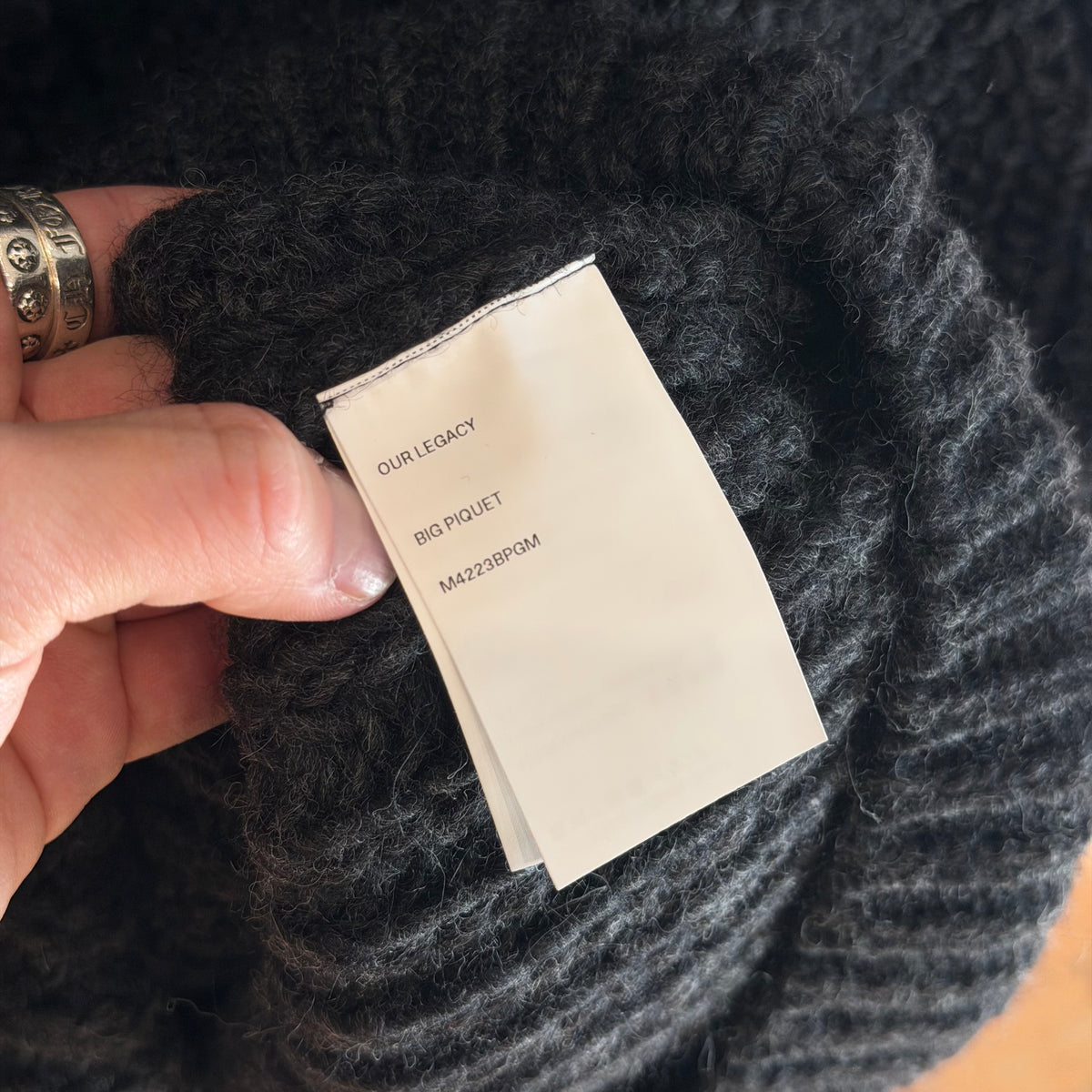 OUR LEGACY BIG PIQUET OVERSIZED SWEATER ‘CHARCOAL’