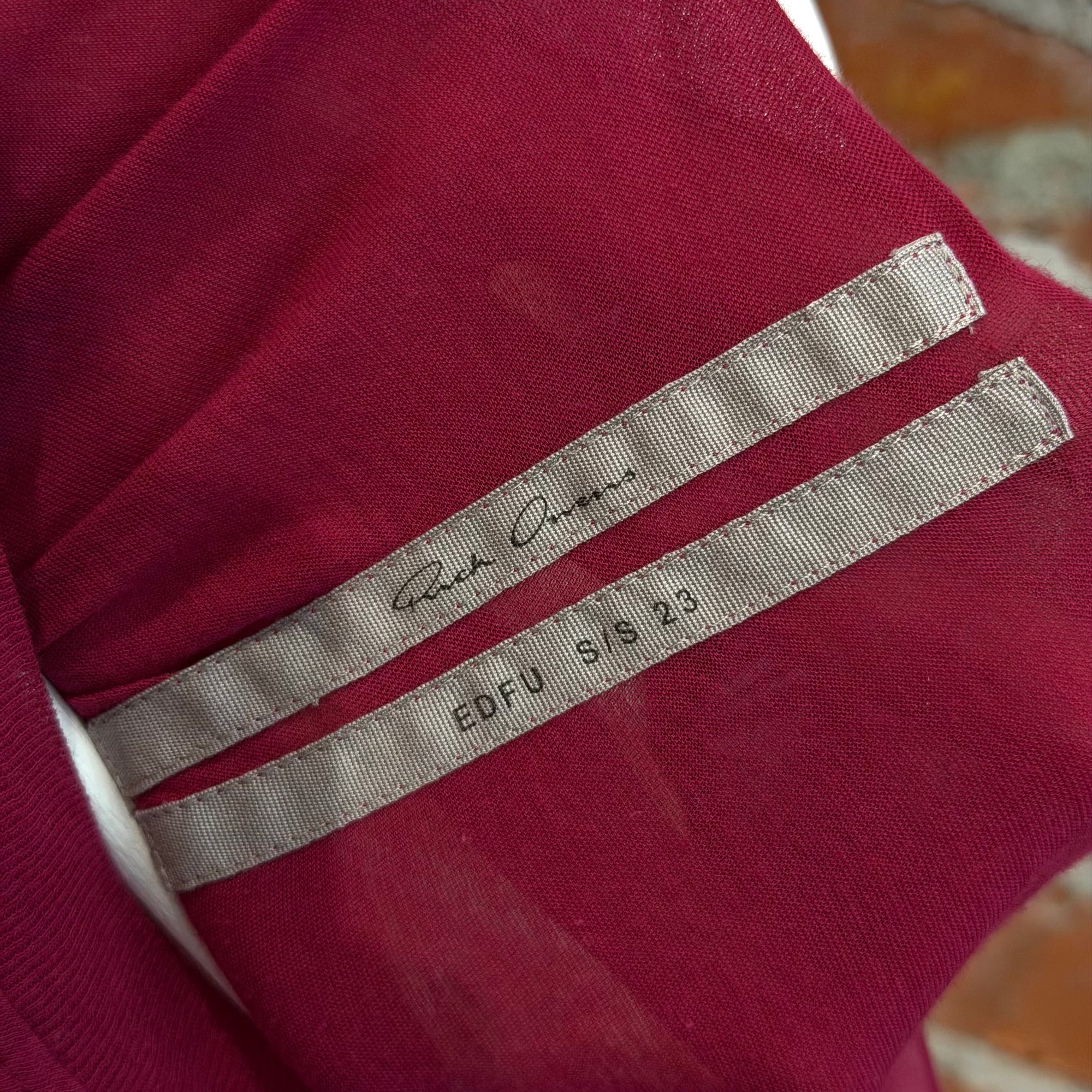 RICK OWENS SS23 EDFU DROP SHOULDER 3/4 TEE ‘FUCHSIA’