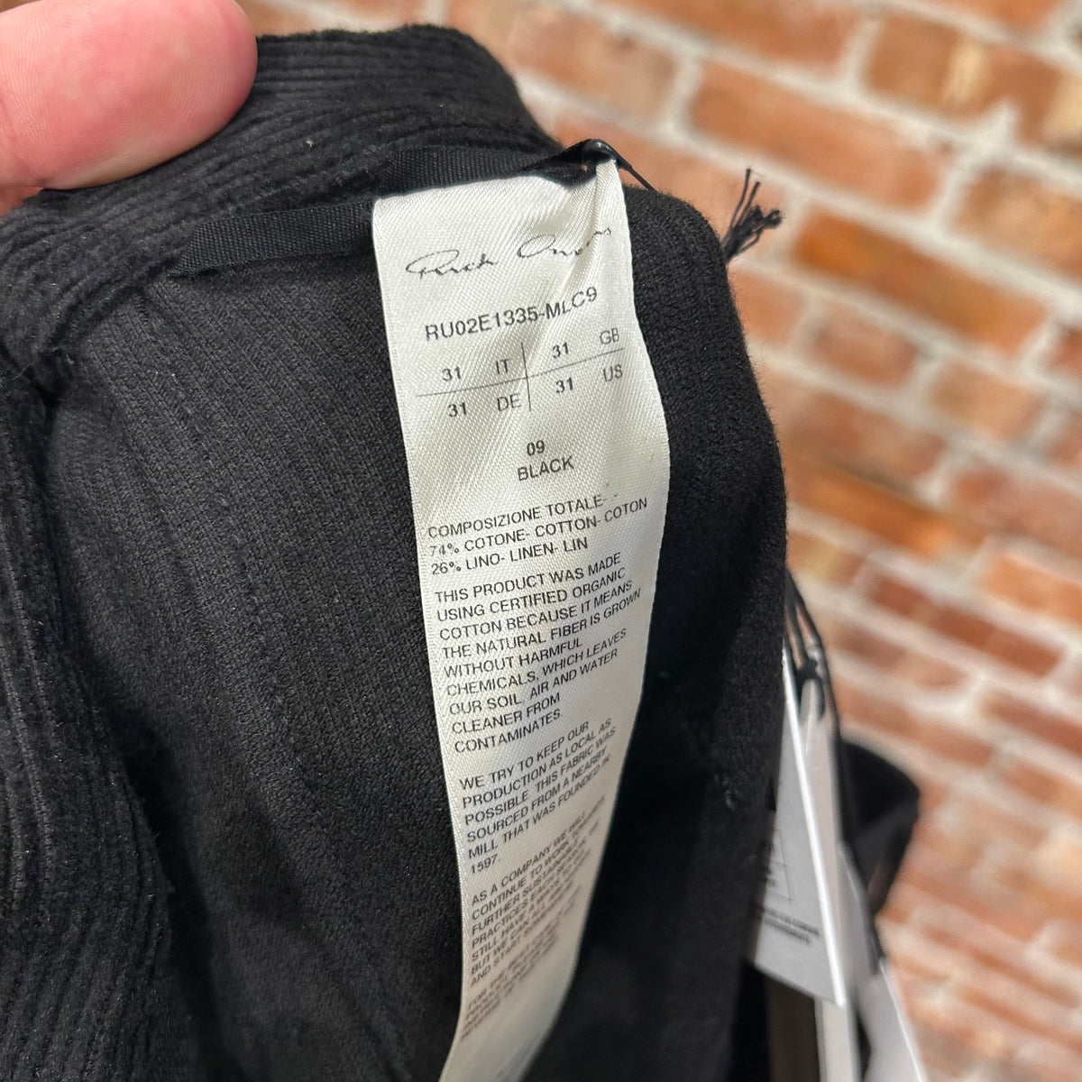 RICK OWENS FW25 CONCORDIAN CORDUROY BOLAN BOOTCUT PANTS ‘BLACK’