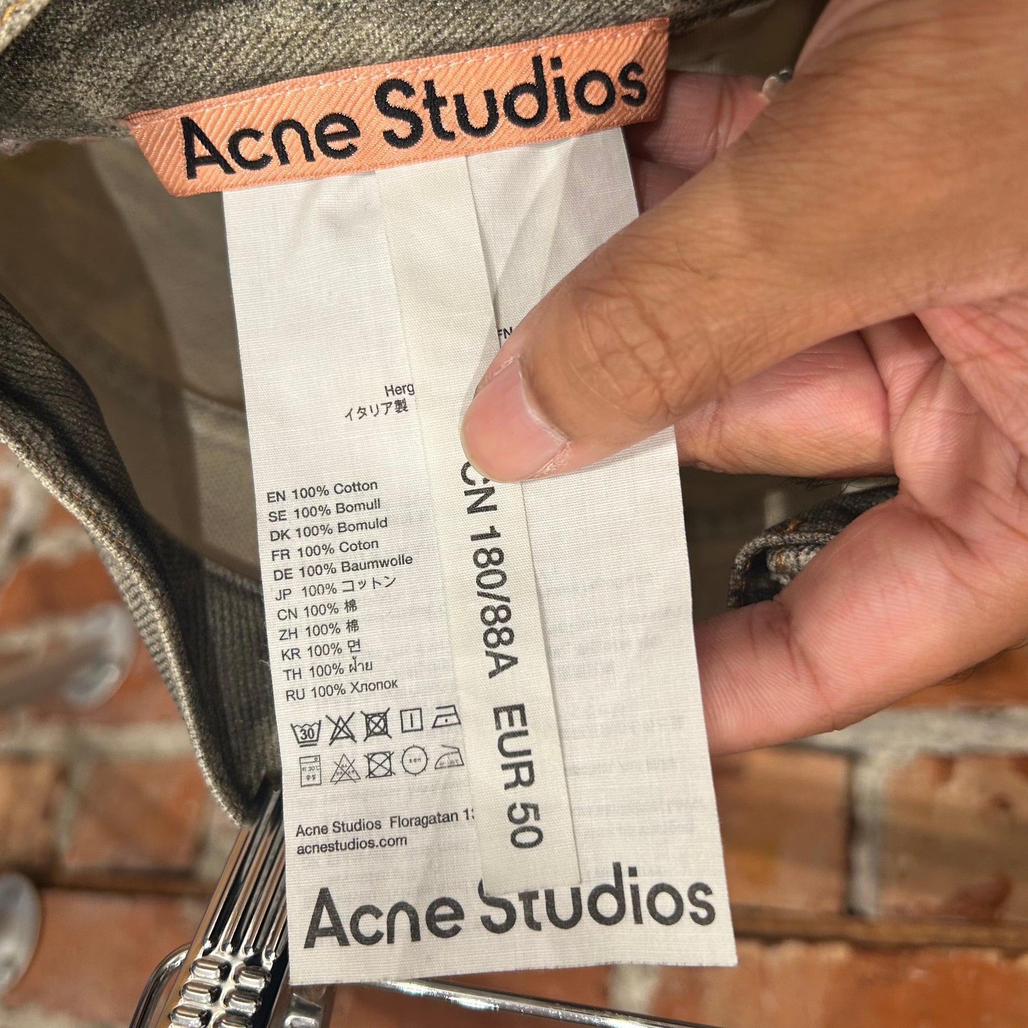 ACNE STUDIOS 1981 TROMPE SPLATTER DENIM ‘STONE’