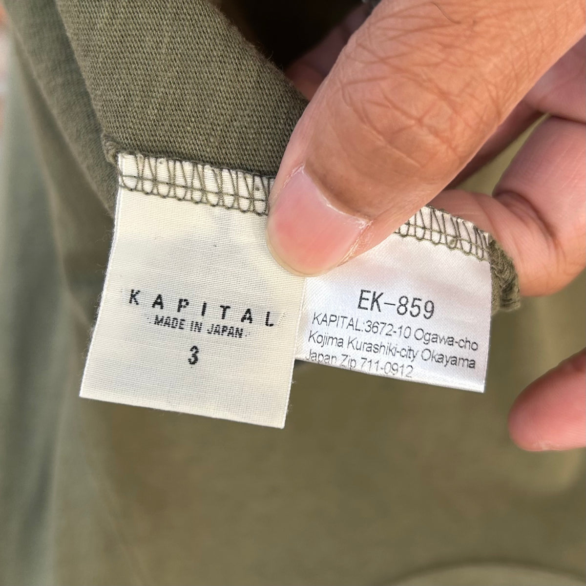 KAPITAL SMILEY FACE LONGSLEEVE ‘OLIVE’