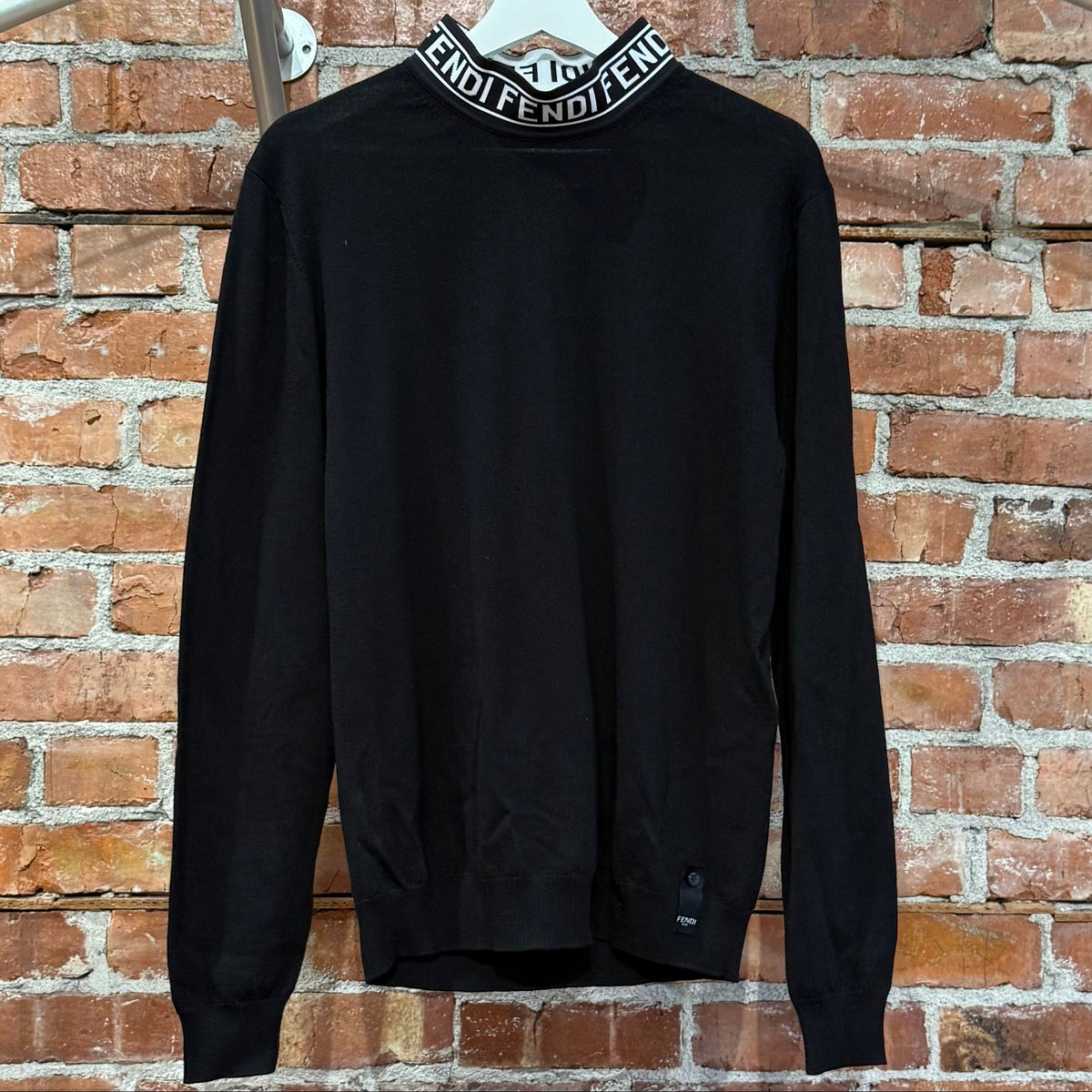 FENDI LOGO MOCKNECK KNIT SWEATER ‘BLACK’