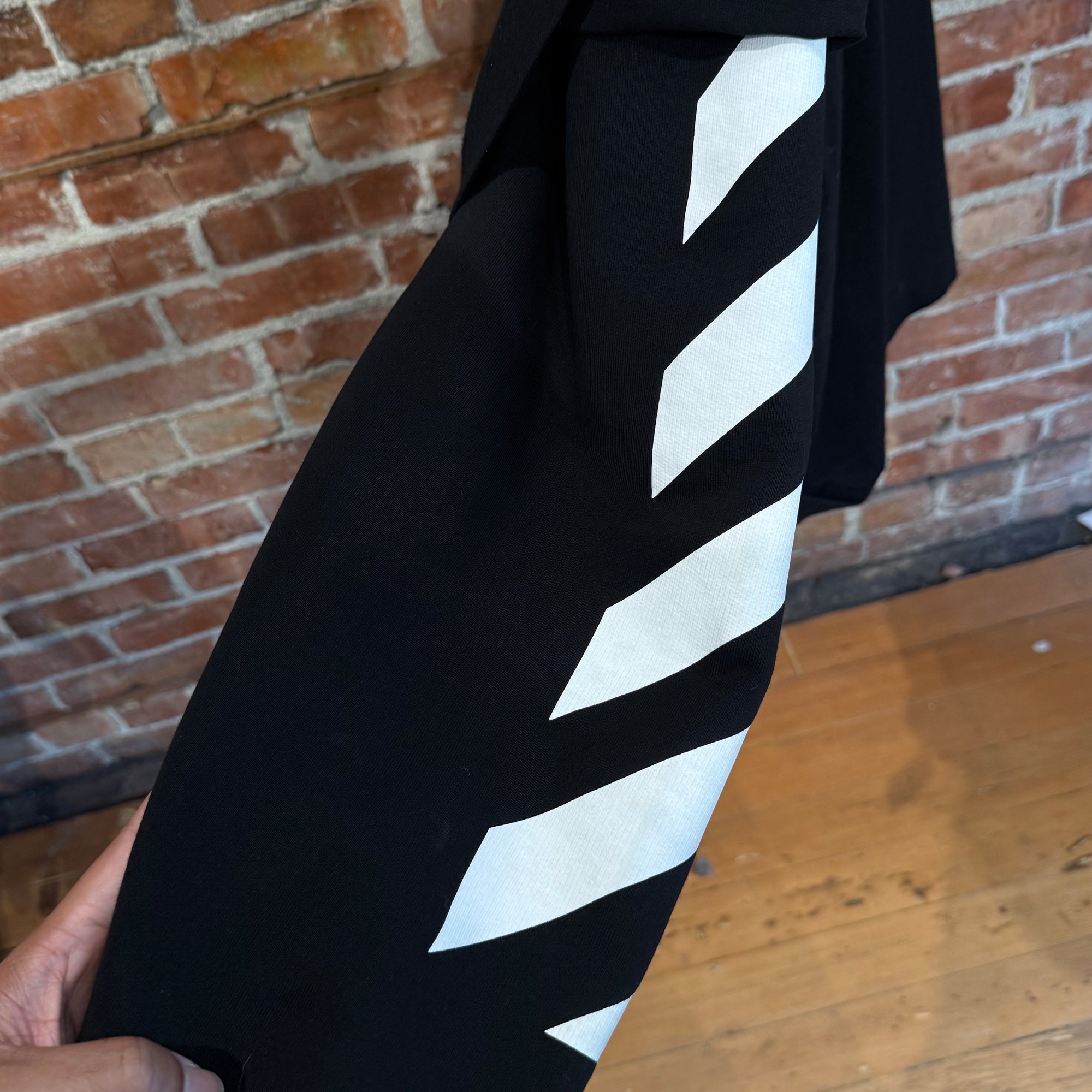 OFF-WHITE DIAGONAL HELVETICA LAYER HOODIE ‘BLACK’