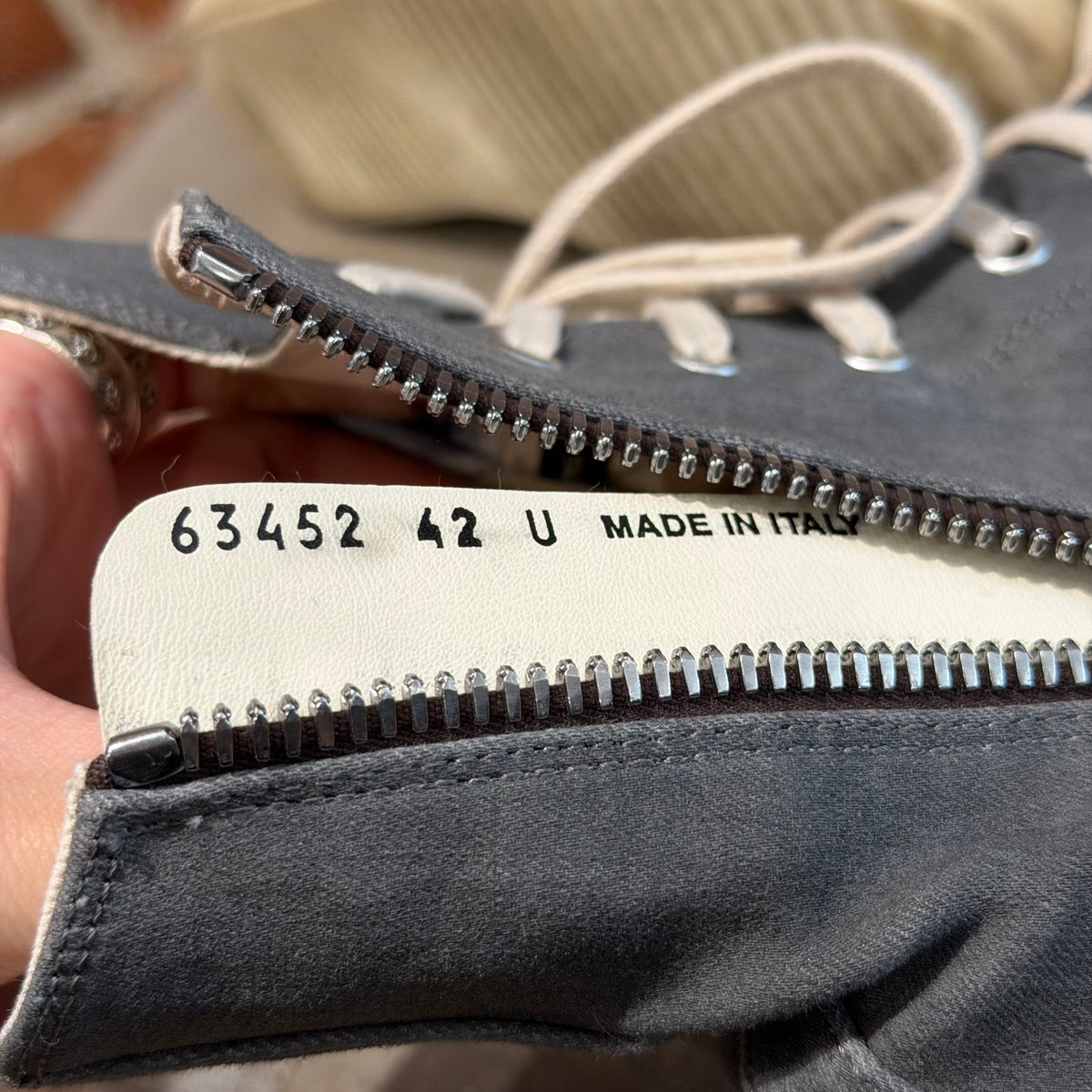 RICK OWENS FW25 CONCORDIANS DRKSHDW WAXED RAMONE SNEAKERS ‘SLATE’