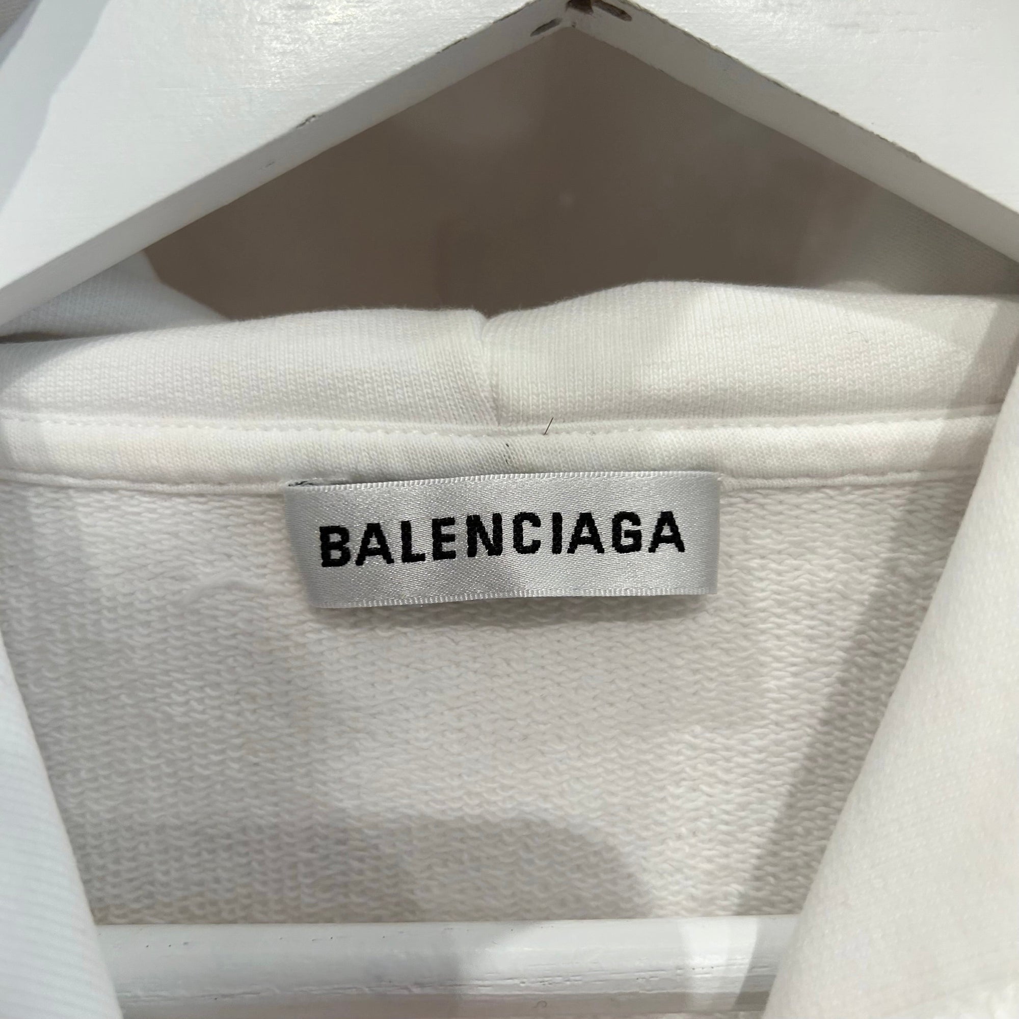 BALENCIAGA FW17 HOOD PRINT LOGO HOODIE ‘WHITE’