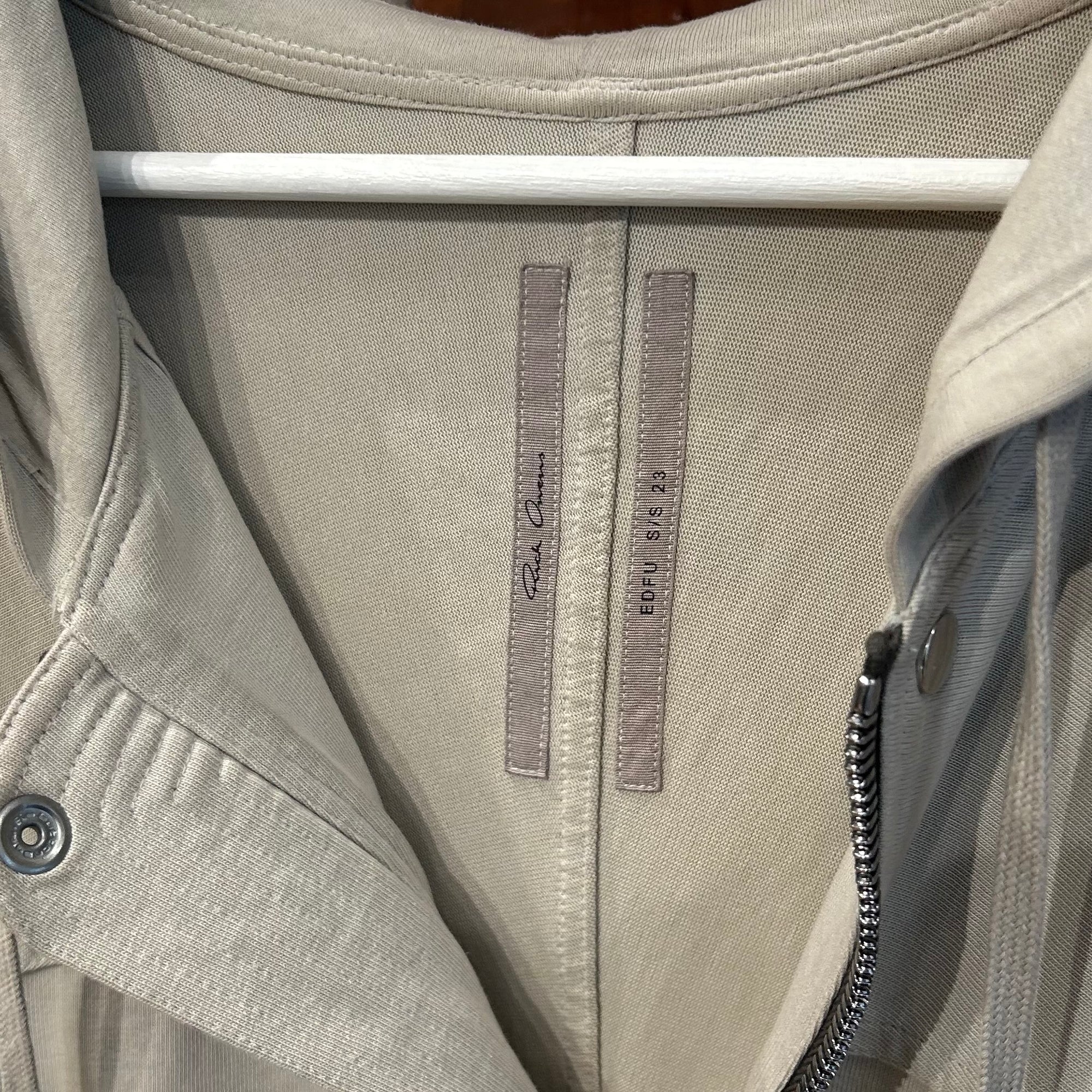RICK OWENS SS23 EDFU WINDBREAKER ZIP HOODIE ‘PEARL’