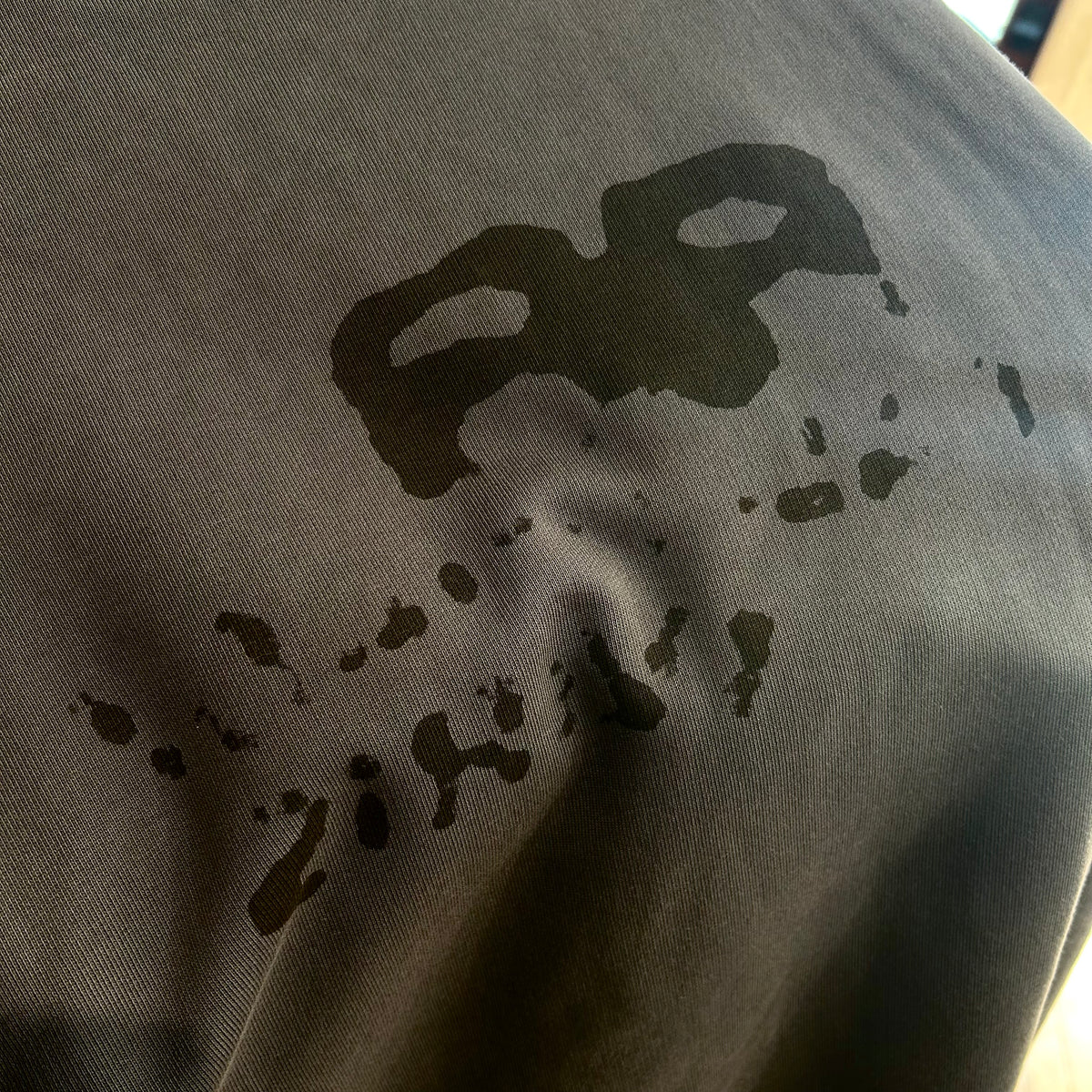 BALENCIAGA SS23 GRAFFITI INK SPLASH HOODIE ‘DIRTY BLUE’