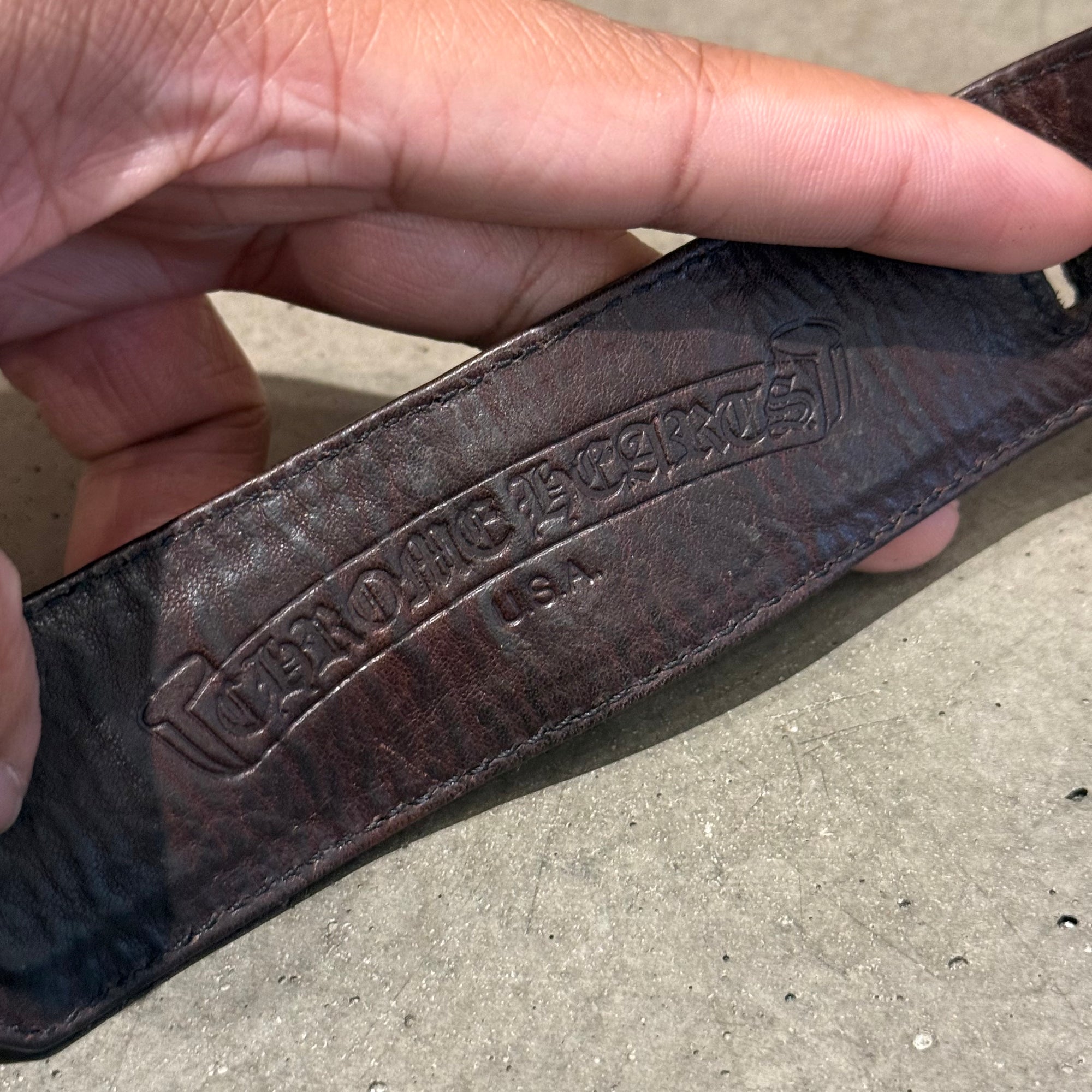 CHROME HEARTS R&amp;R LEATHER BRACELET ‘BROWN’