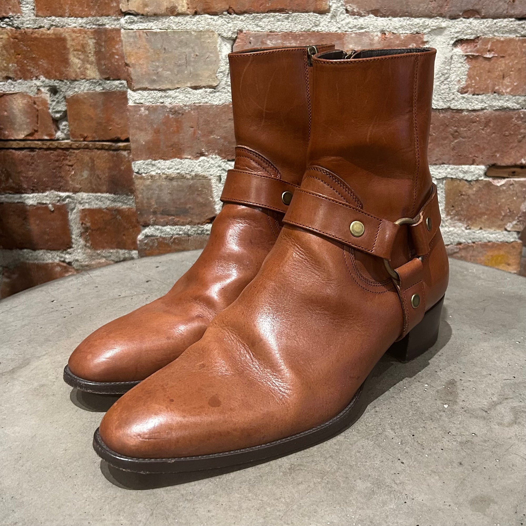 SAINT LAURENT SS14 WYATT HARNESS BOOTS ‘BROWN’