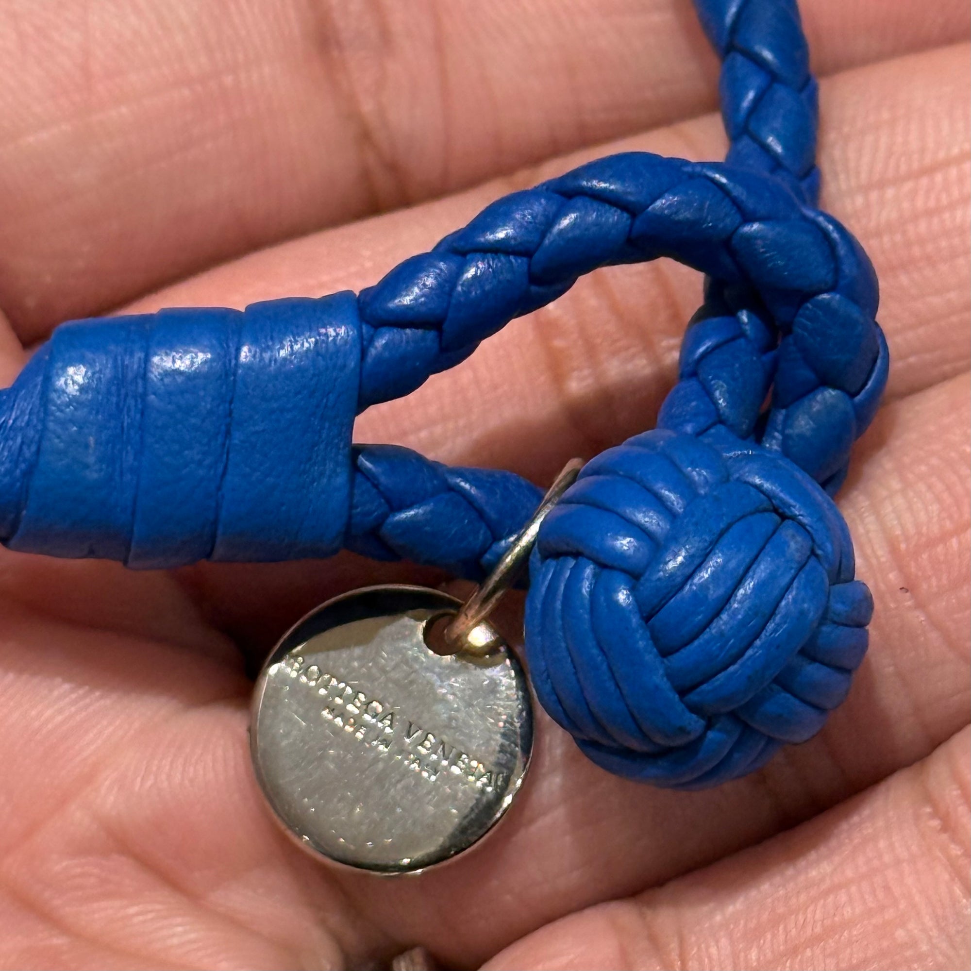 BOTTEGA VENETA INTRECCIATO LEATHER BRACELET ‘BLUE’