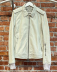 RICK OWENS SS19 BABEL LAMBSKIN MOTO LEATHER JACKET 'OYSTER'
