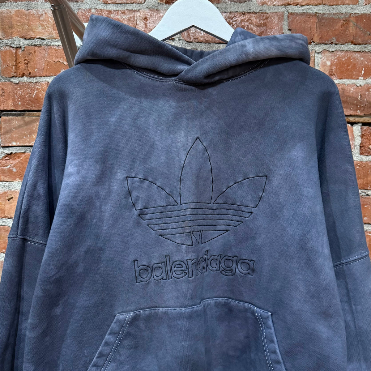 BALENCIAGA SS23 ADIDAS TREFOIL HOODIE ‘VINTAGE BLUE’