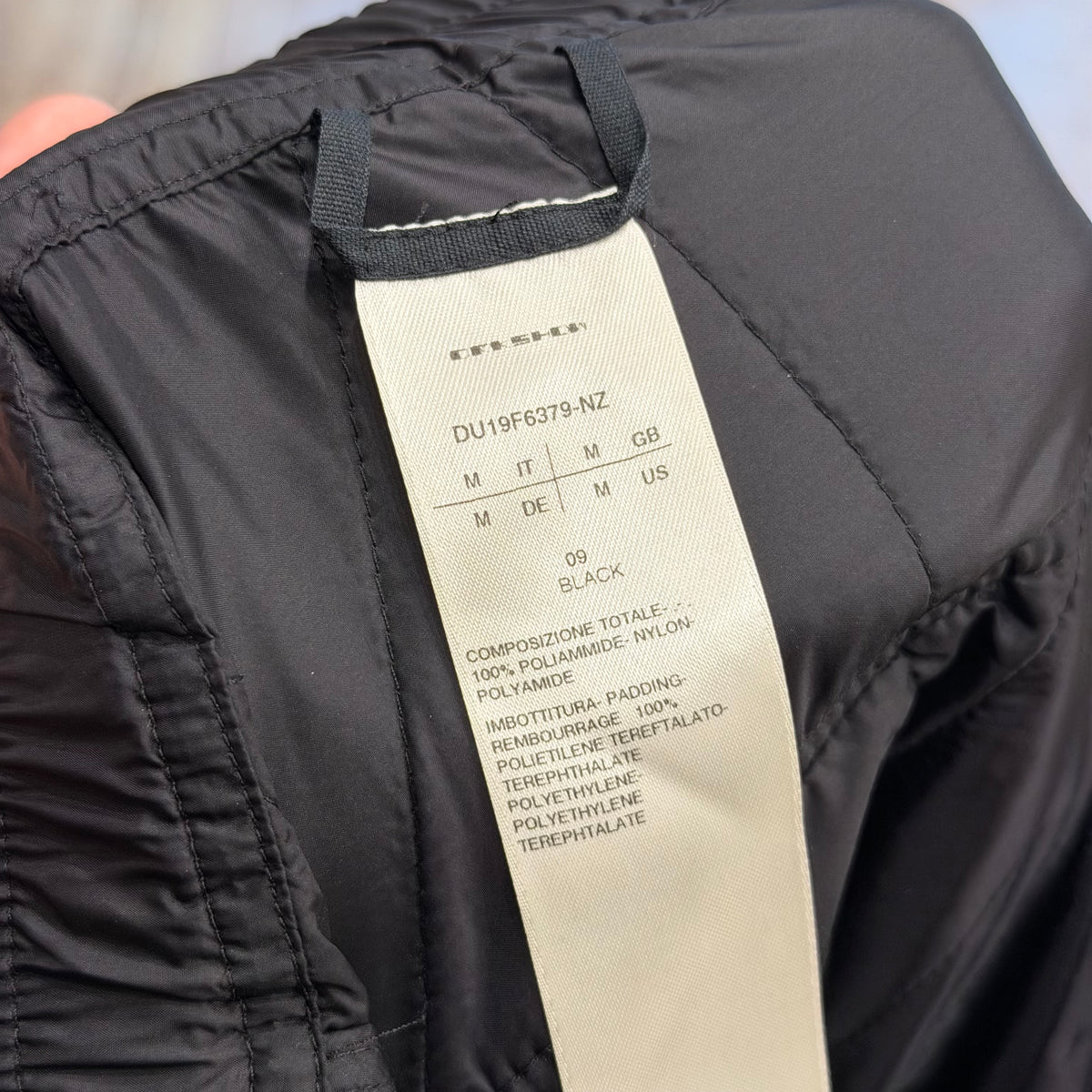 RICK OWENS FW19 LARRY DRKSHDW PADDED PUSHER PANTS ‘BLACK’