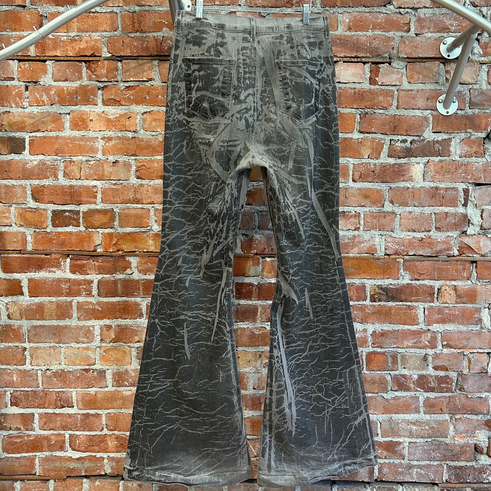 RICK OWENS FW25 BOLAN BOOT CUT DENIM ‘BLACK WASHED FOIL’