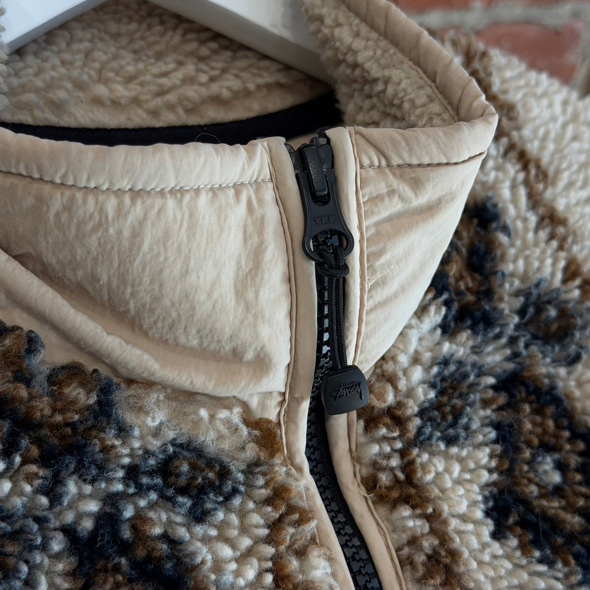 STUSSY LIMA JACQUARD SHERPA JACKET ‘CREAM/BROWN’