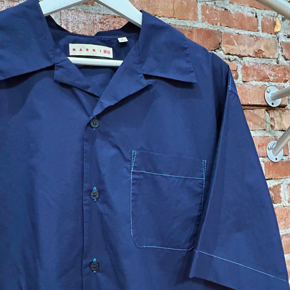 MARNI X UNIQLO OVERSIZED CAMP COLLAR SHIRT ‘NAVY’