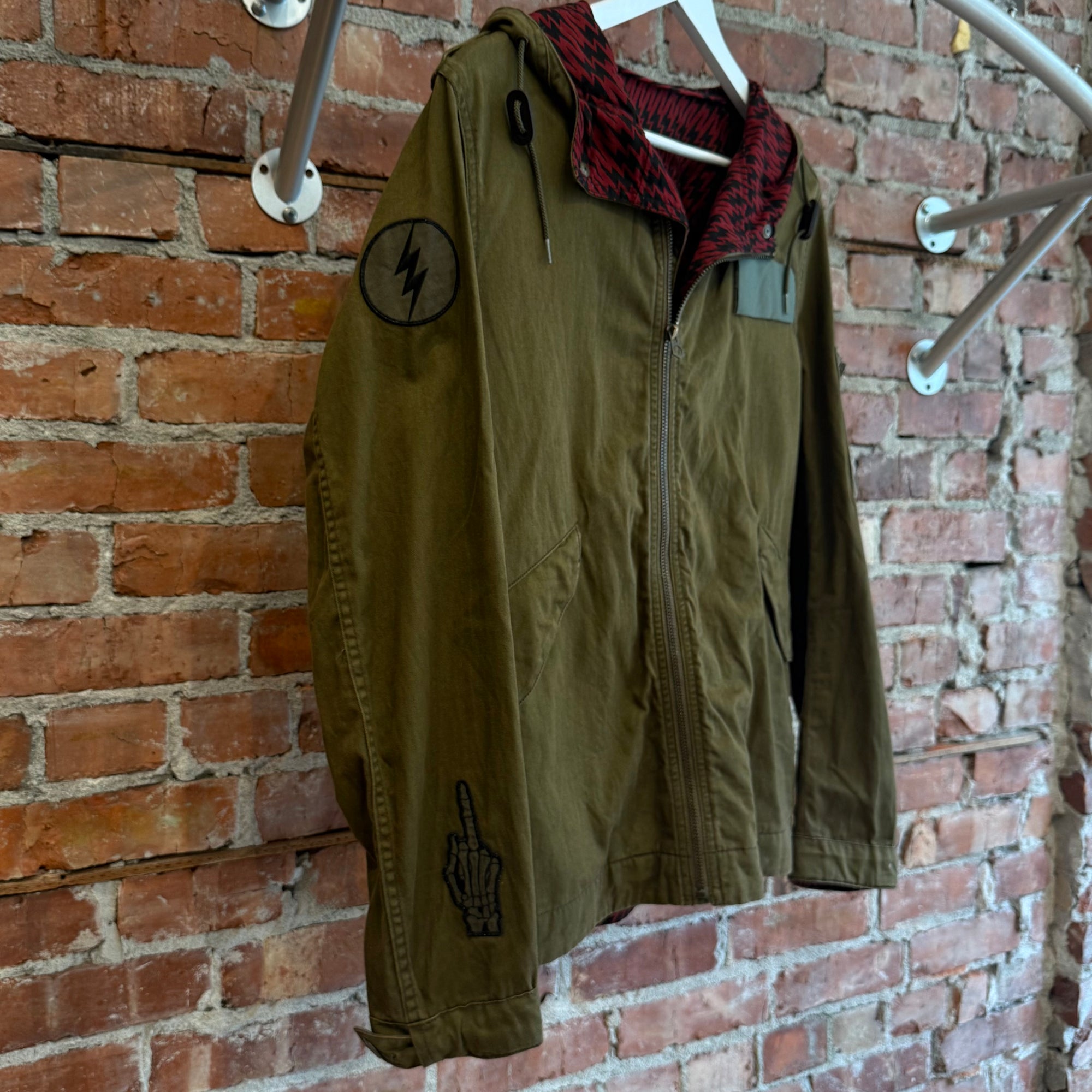 HYSTERIC GLAMOUR LIGHNTING PATCH MILITARY JACKET ‘DARK OLIVE’
