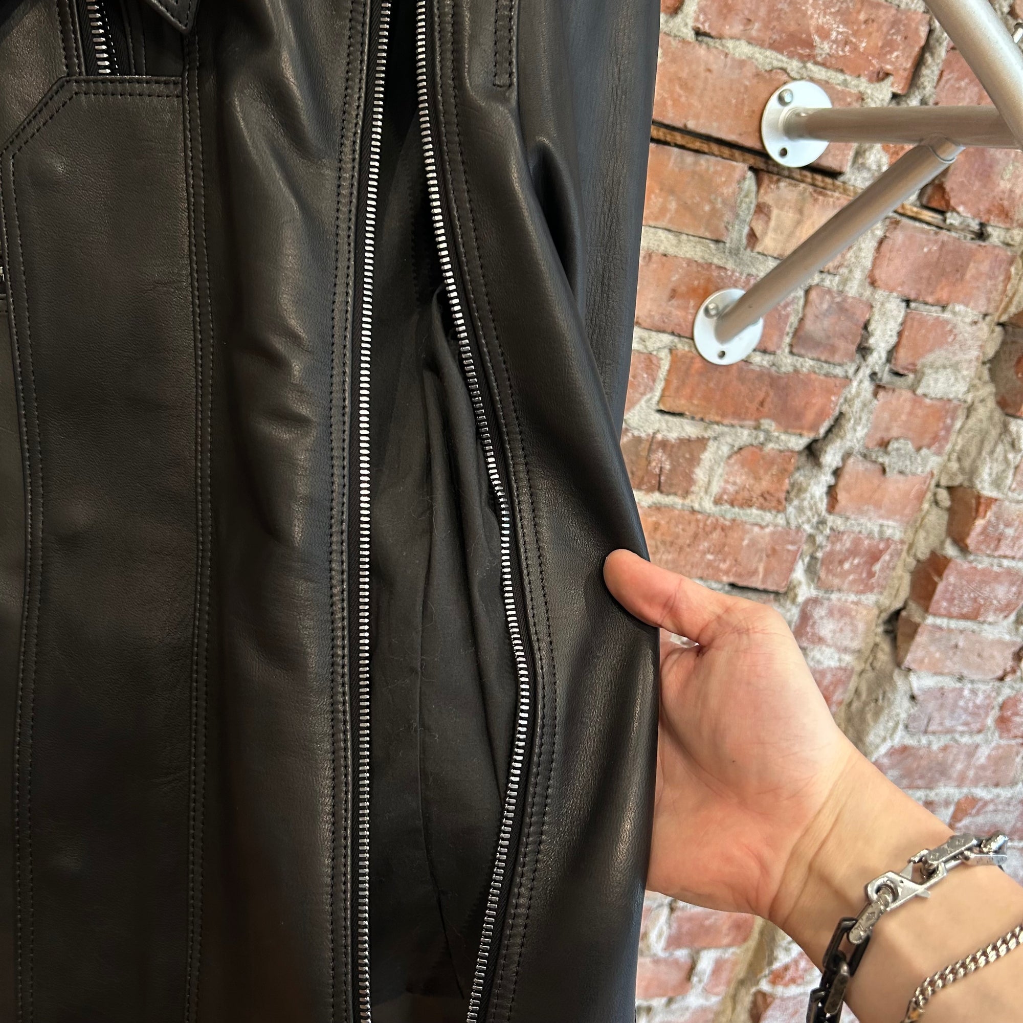 RICK OWENS X SUIC*DE SS26 TEMPLE VEGA LEATHER JACKET ‘BLACK’