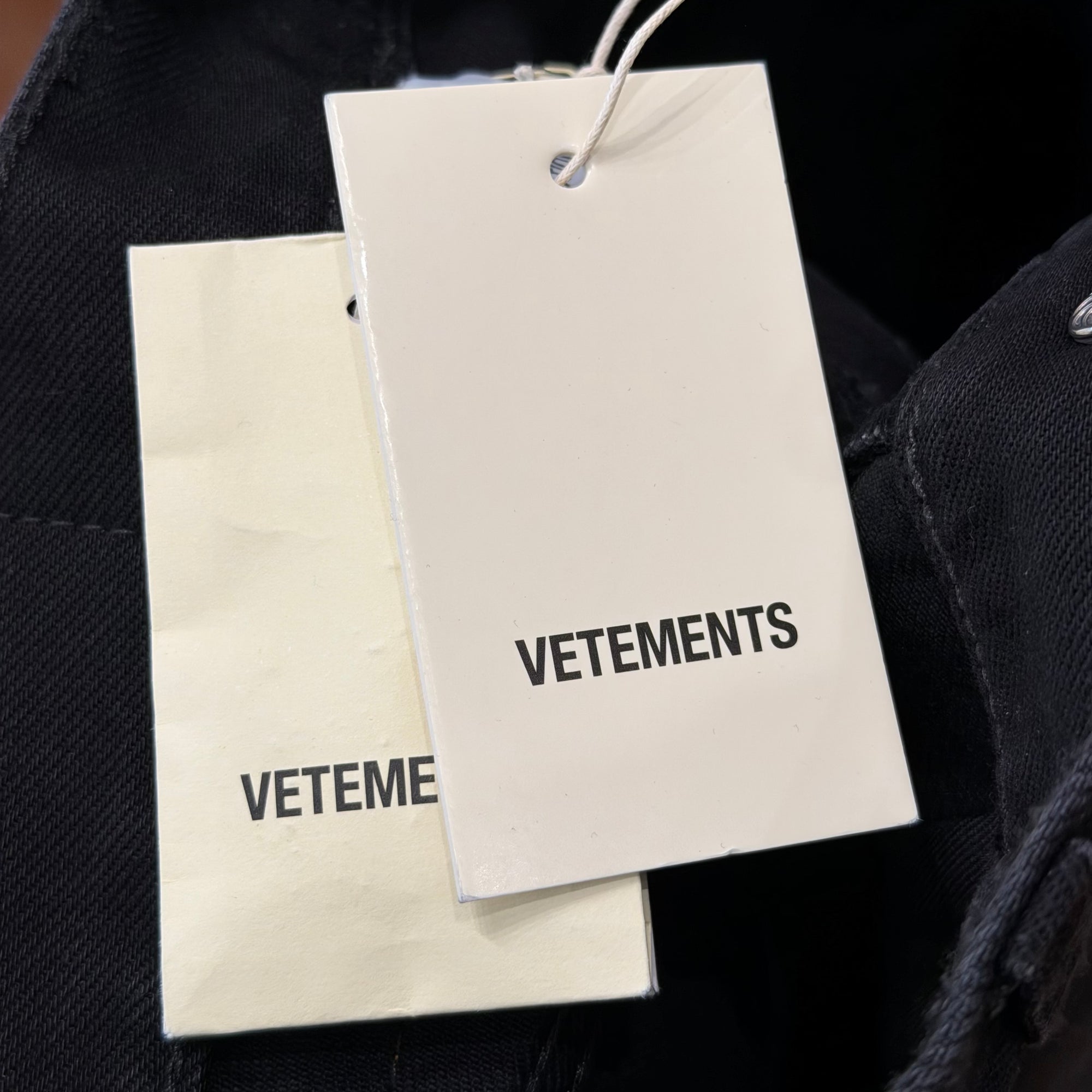 VETEMENTS SS19 RHINESTONE EMBELLISHED STRAIGHT DENIM  ‘BLACK’