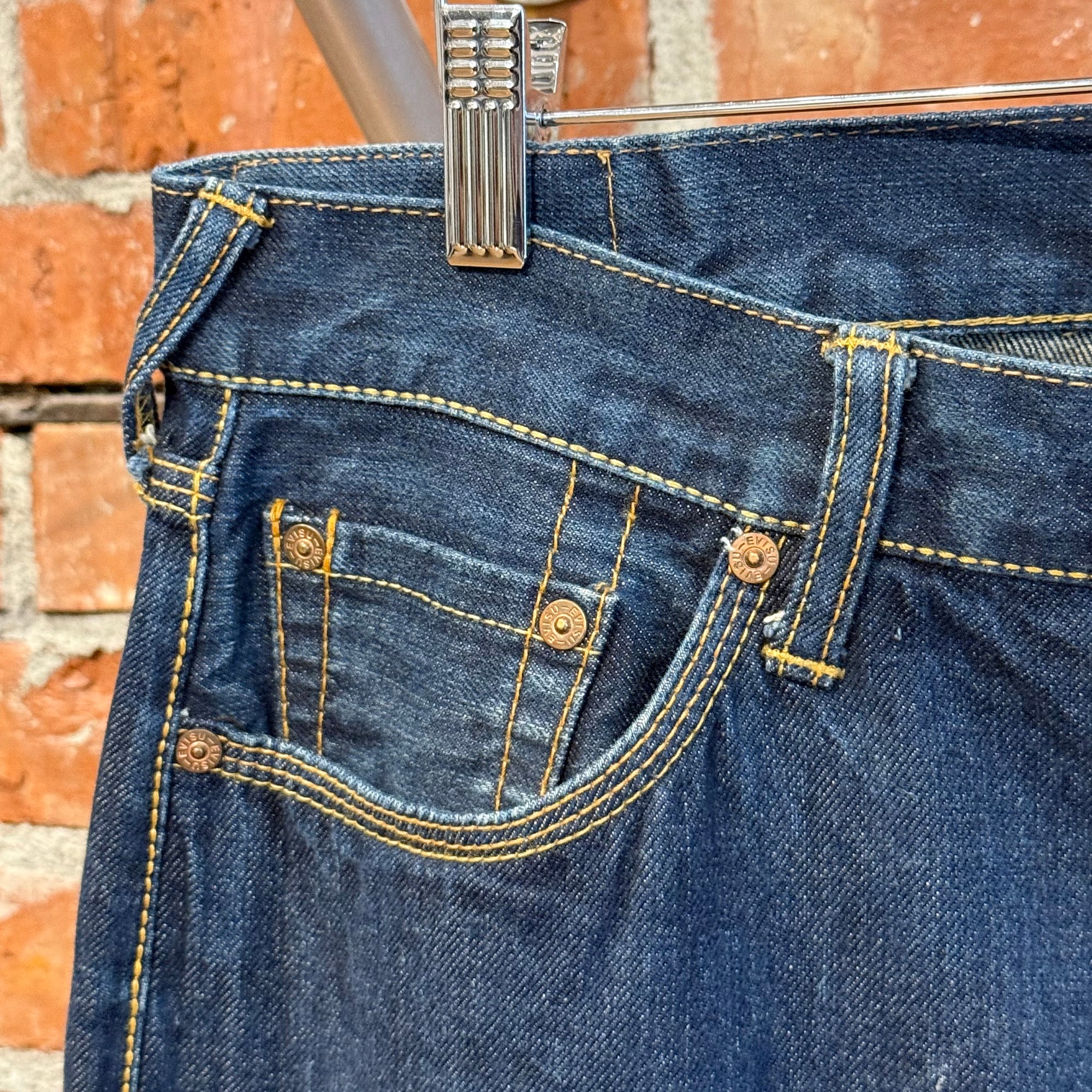 EVISU LOT 0000 PAINTBRUSH DIACOCK DENIM 'INDIGO/WHITE'