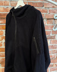 JULIUS MAINLINE WHITENOISE ASYMMETRICAL HOODIE ‘BLACK’
