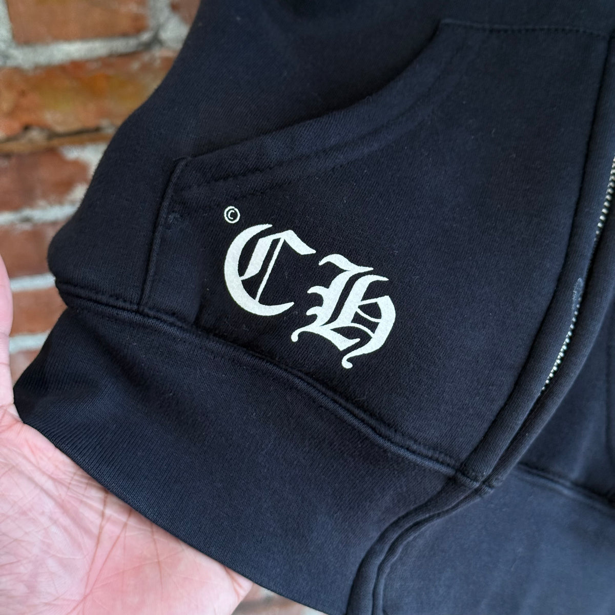 CHROME HEARTS VINTAGE THERMAL HORSESHOE ZIP HOODIE ‘BLACK’