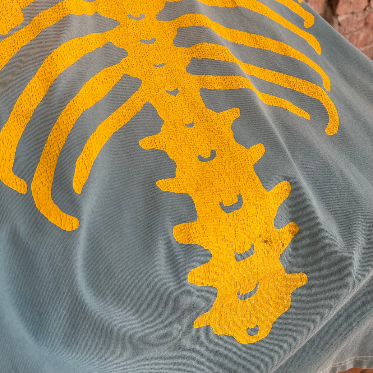 KAPITAL KOUNTRY OVERSIZED 2-TONE BONES TEE ‘BLUE/YELLOW’