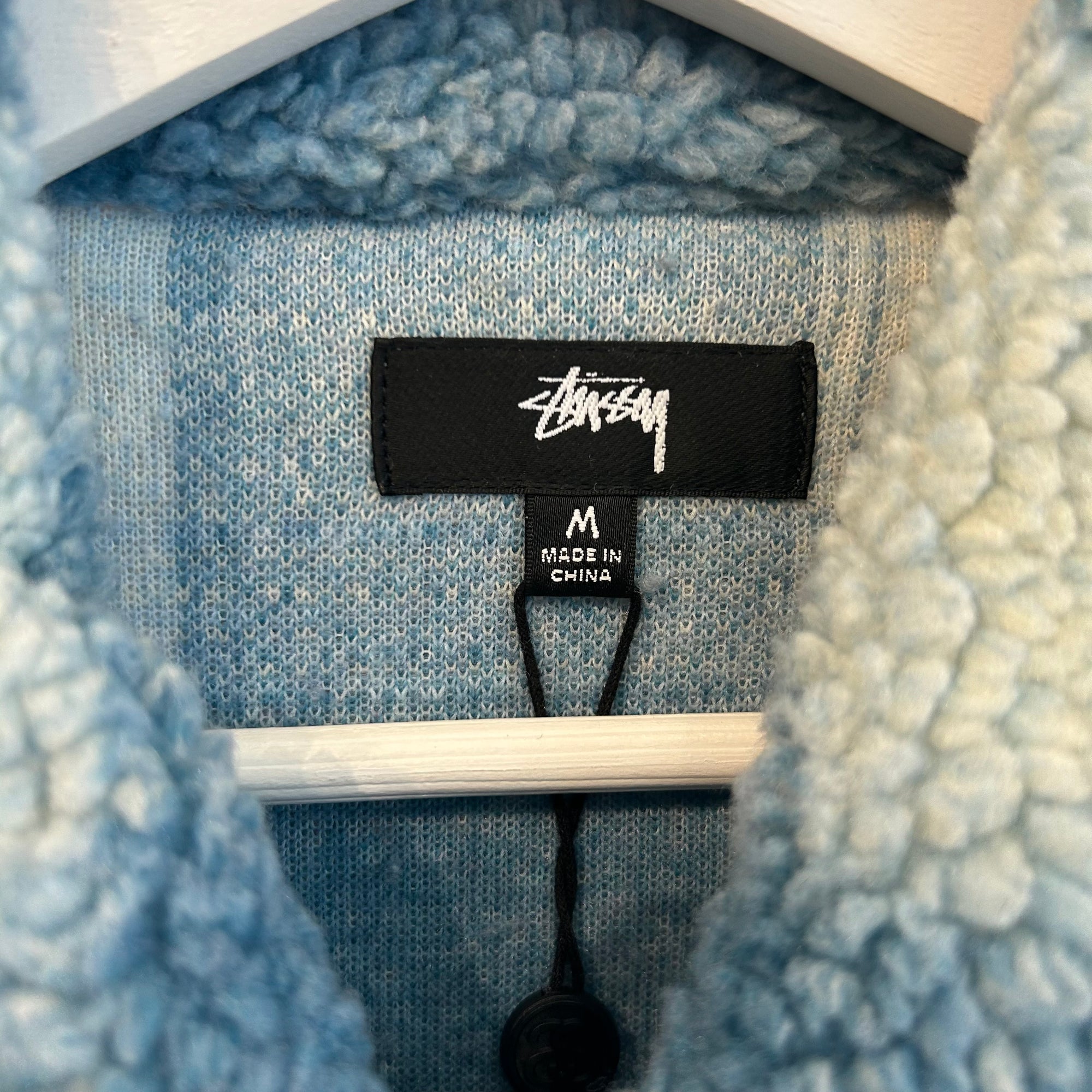 STUSSY SHERPA SHADOW PLAID ZIP JACKET ‘BLUE’