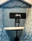 STUSSY SHERPA SHADOW PLAID ZIP JACKET ‘BLUE’