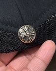 CHROME HEARTS TRIPLE PONY HAIR CROSS PATCH TRUCKER ‘BLACK’