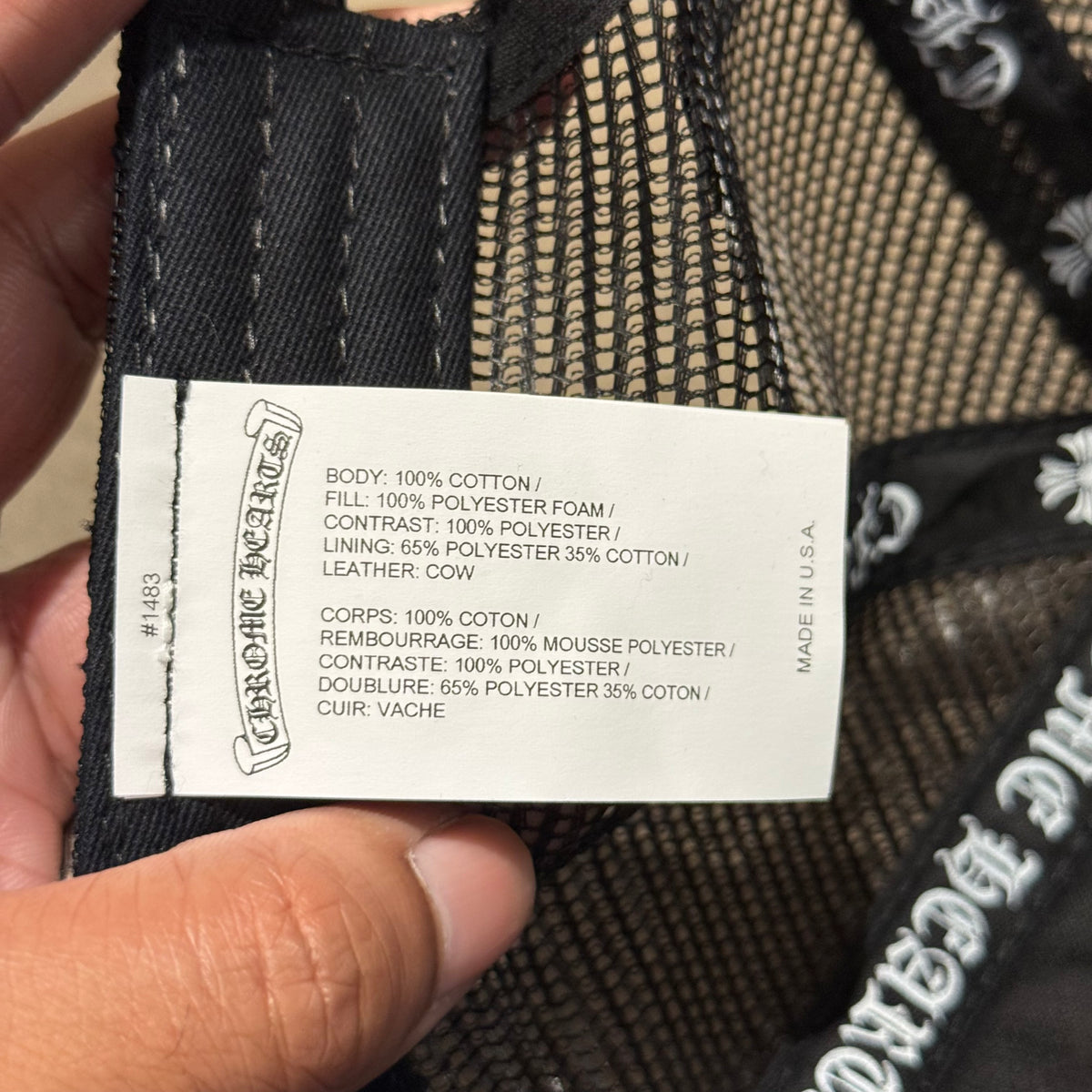 CHROME HEARTS TRIPLE PONY HAIR CROSS PATCH TRUCKER ‘BLACK’