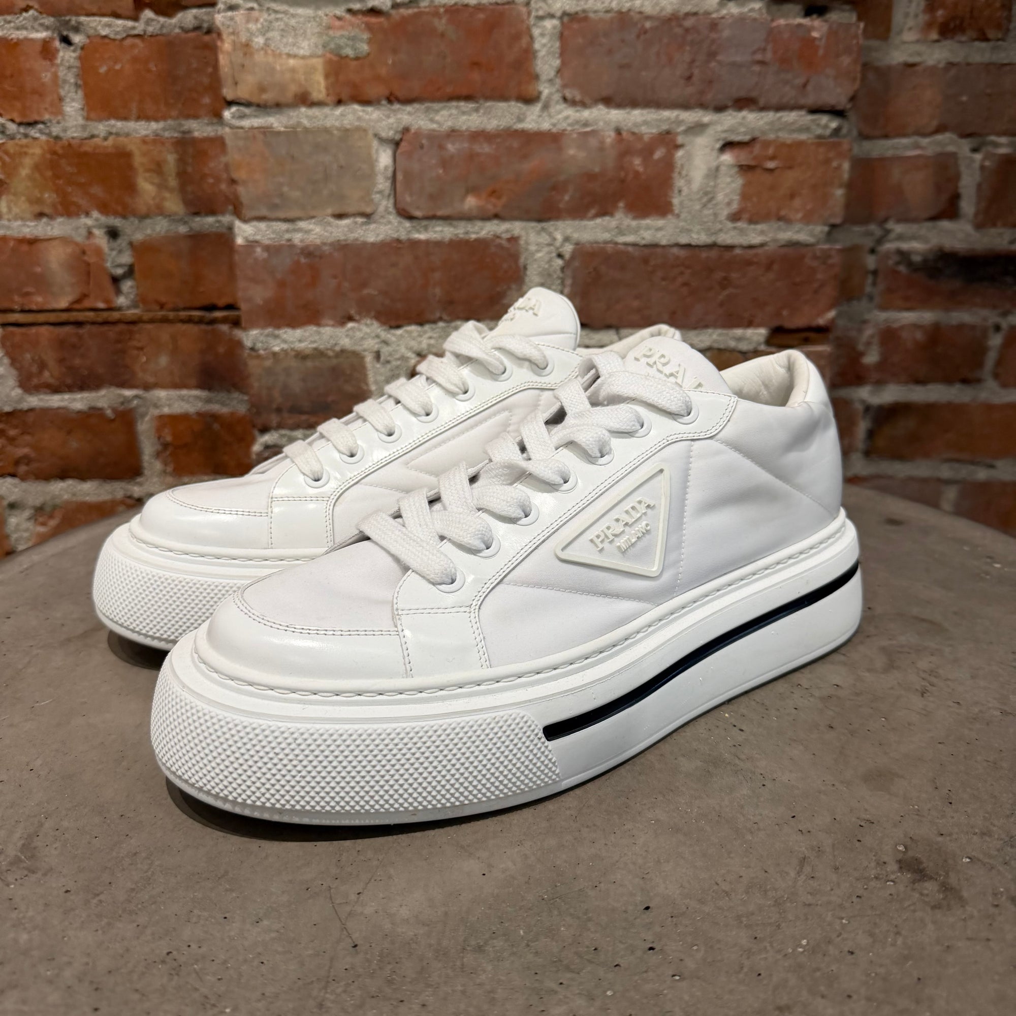 PRADA MACRO RE-NYLON SNEAKERS ‘WHITE’