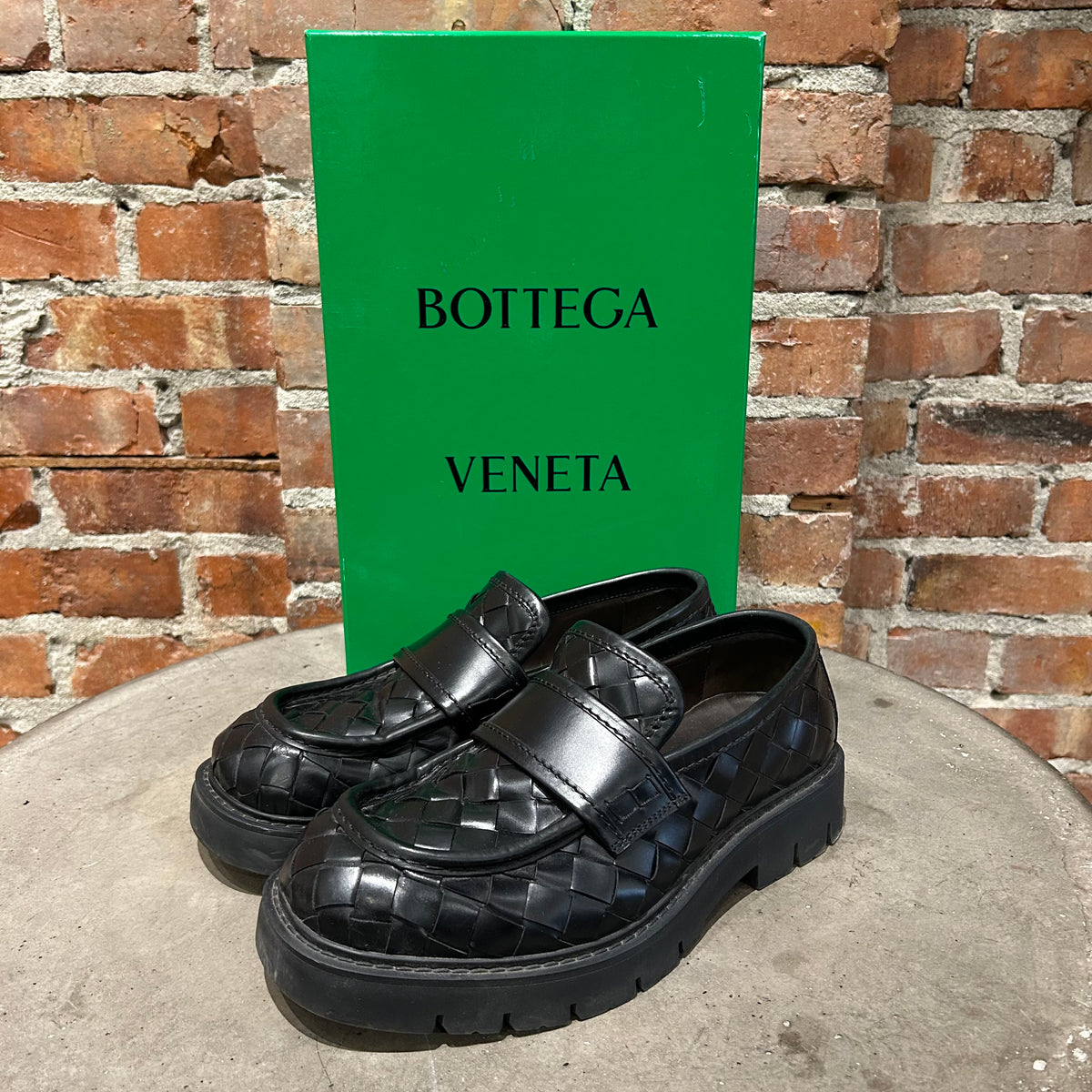 BOTTEGA VENETA INTRECCIATO HADDOCK LOAFERS ‘BLACK’