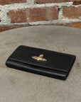 VIVIENNE WESTWOOD GOLD ORB LEATHER LONG WALLET 'BLACK'