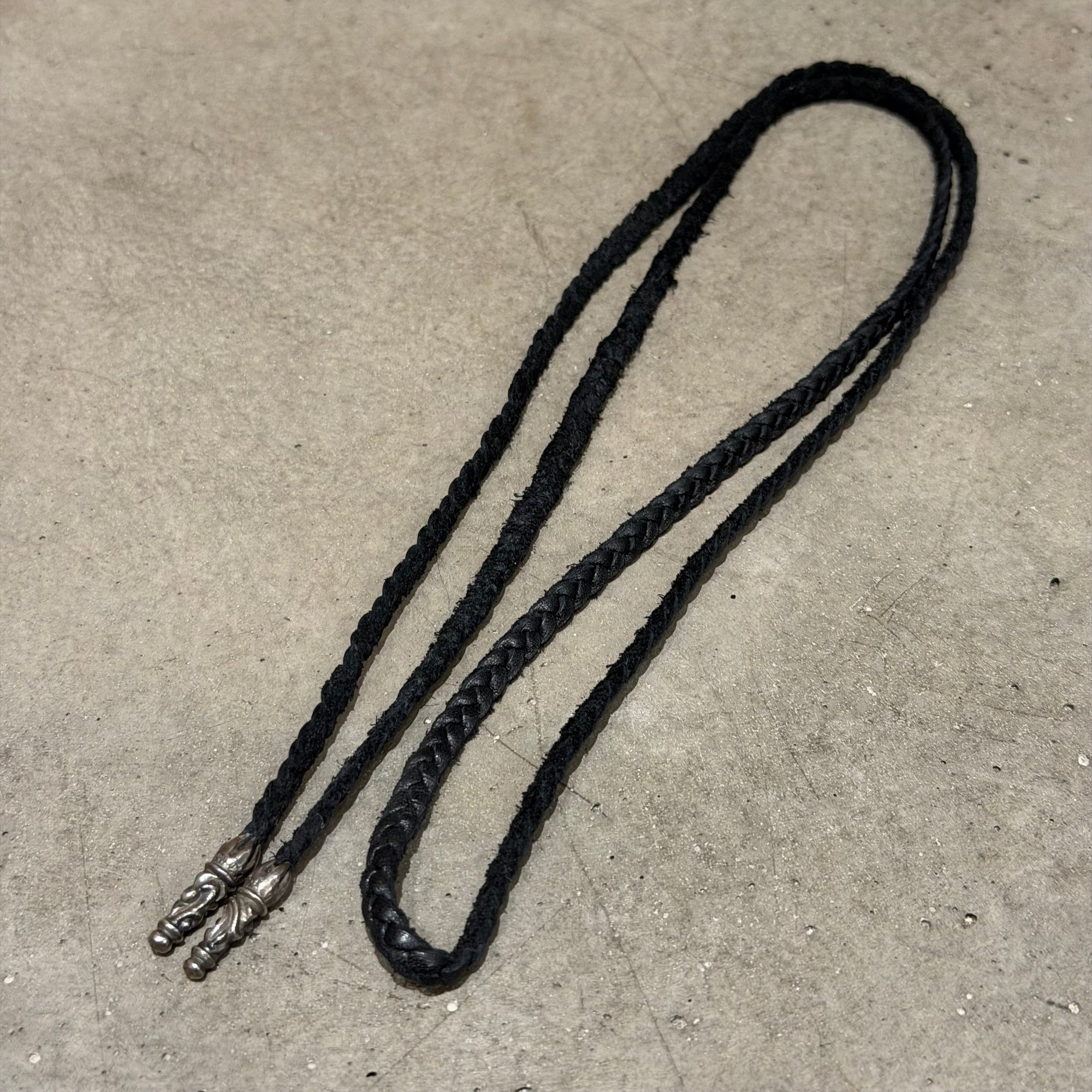 CHROME HEARTS LEATHER BRAIDED NECKLACE ‘BLACK’
