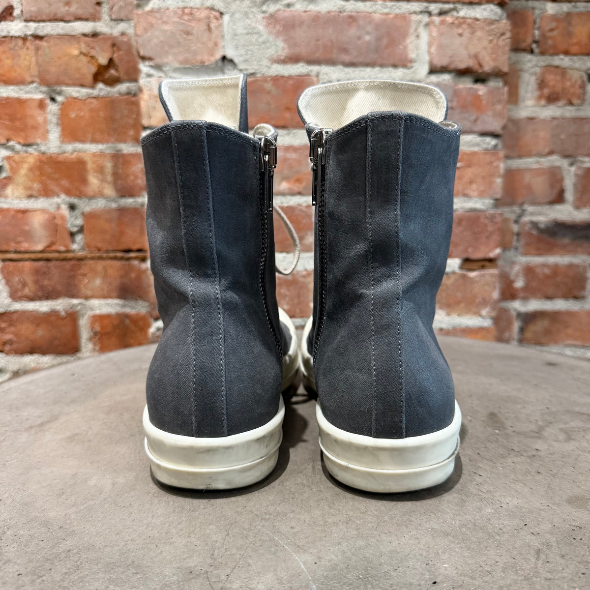 RICK OWENS FW25 CONCORDIANS DRKSHDW WAXED RAMONE SNEAKERS ‘SLATE’