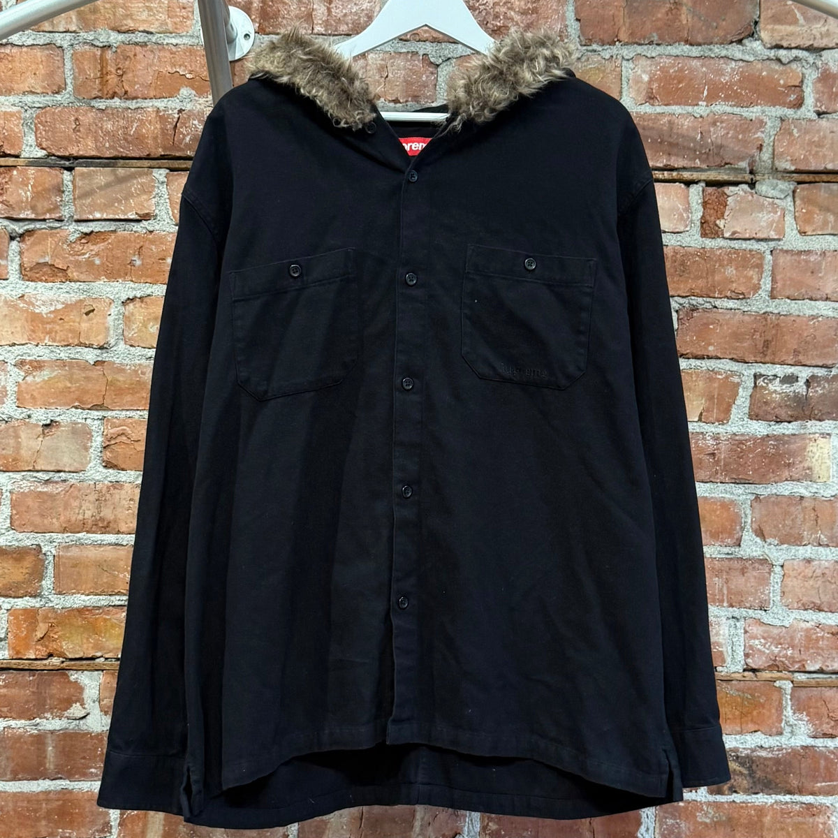SUPREME FW24 FUR HOODED FLANNEL ‘BLACK’