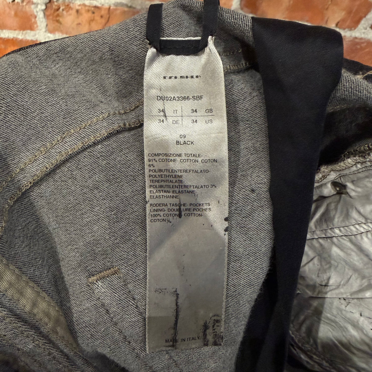 RICK OWENS FW21 GETHSEMANE DRKSHDW WAXED DETROIT DENIM ‘BLACK’