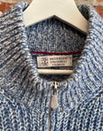 BRUNELLO CUCINELLI MELANGE WOOL ZIP UP SWEATER ‘BLUE’
